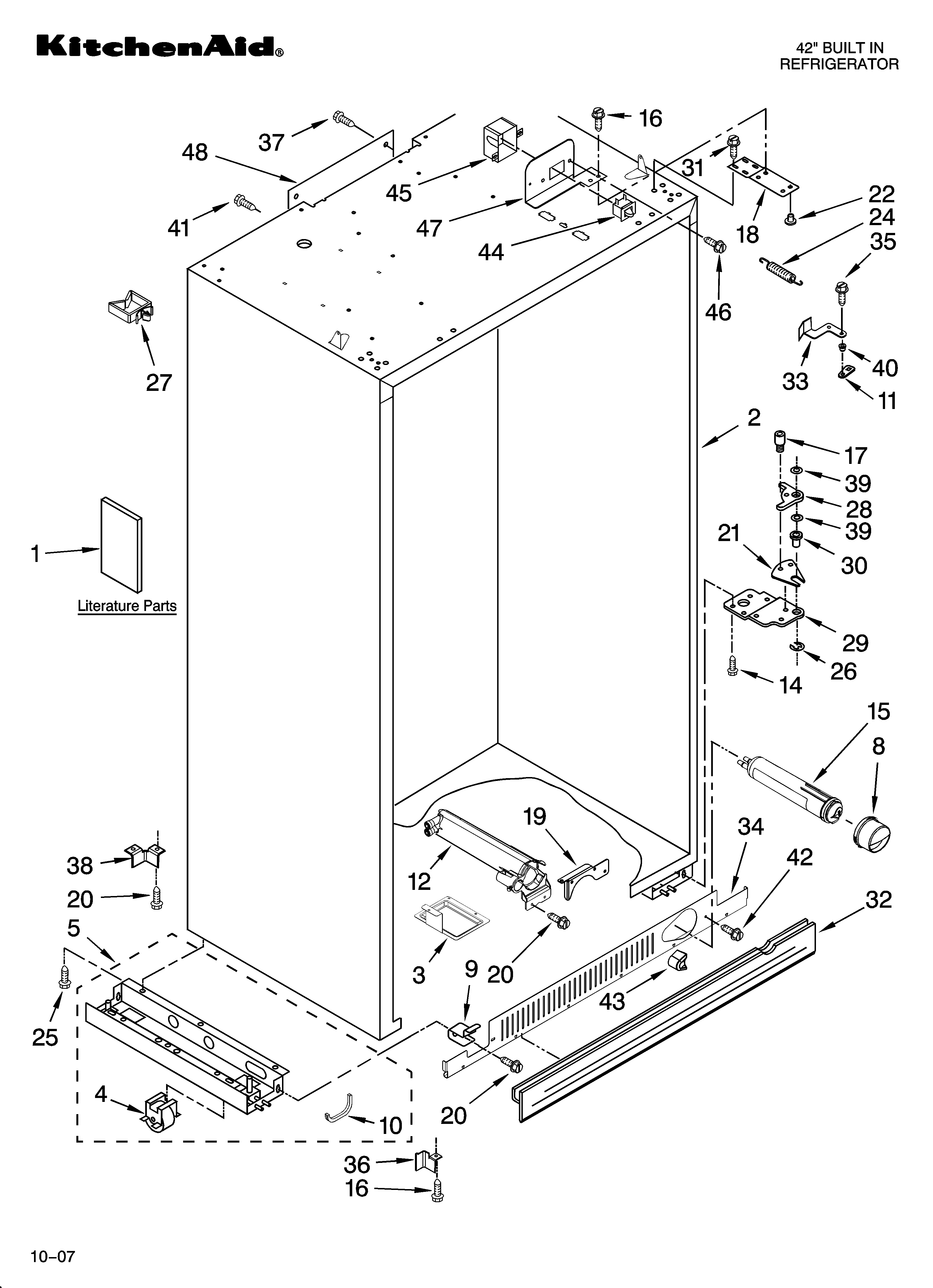 KitchenAid KSSO42FTX00 cabinet parts diagram