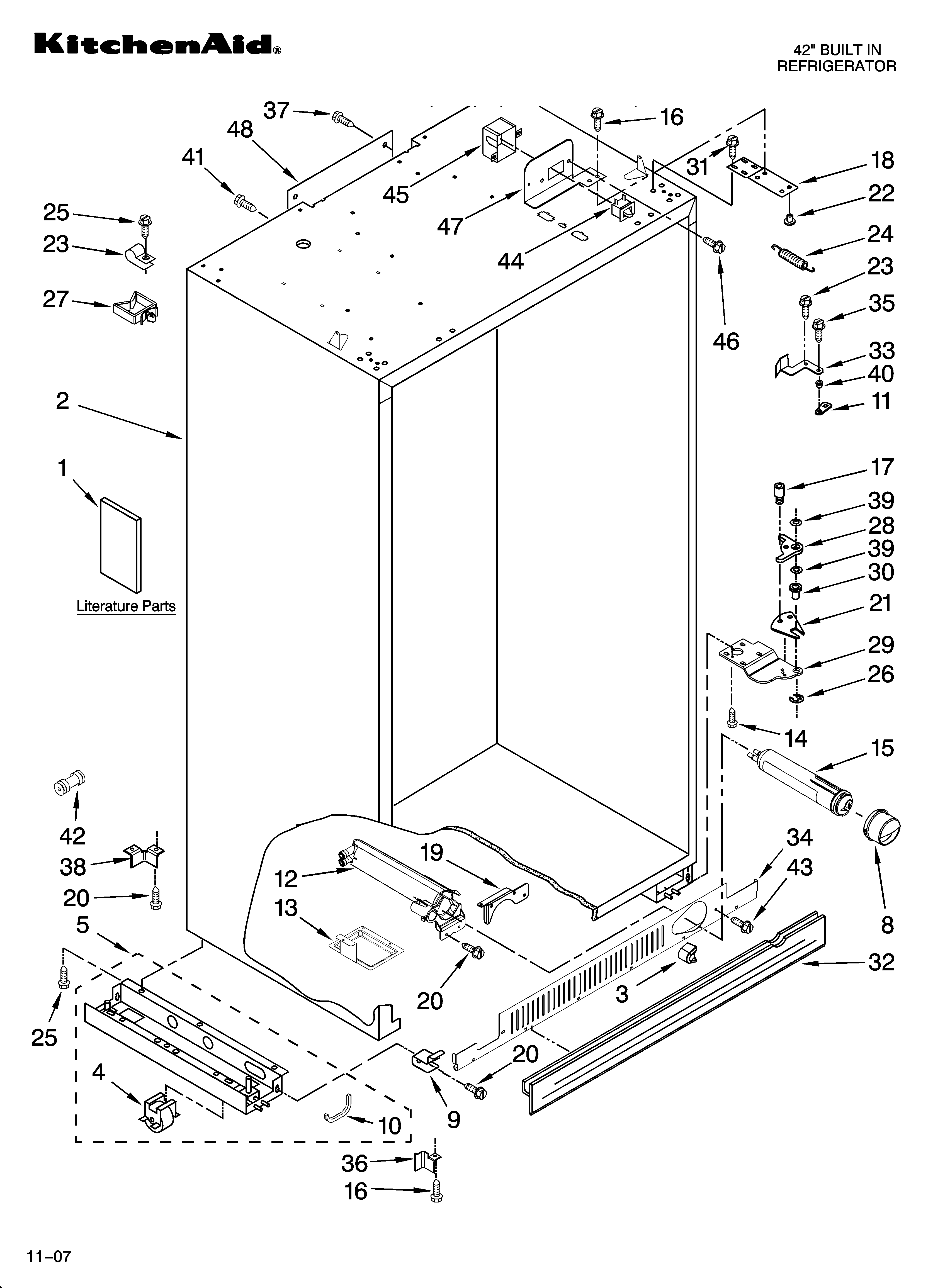 KitchenAid KSSO42QTB02 cabinet parts diagram
