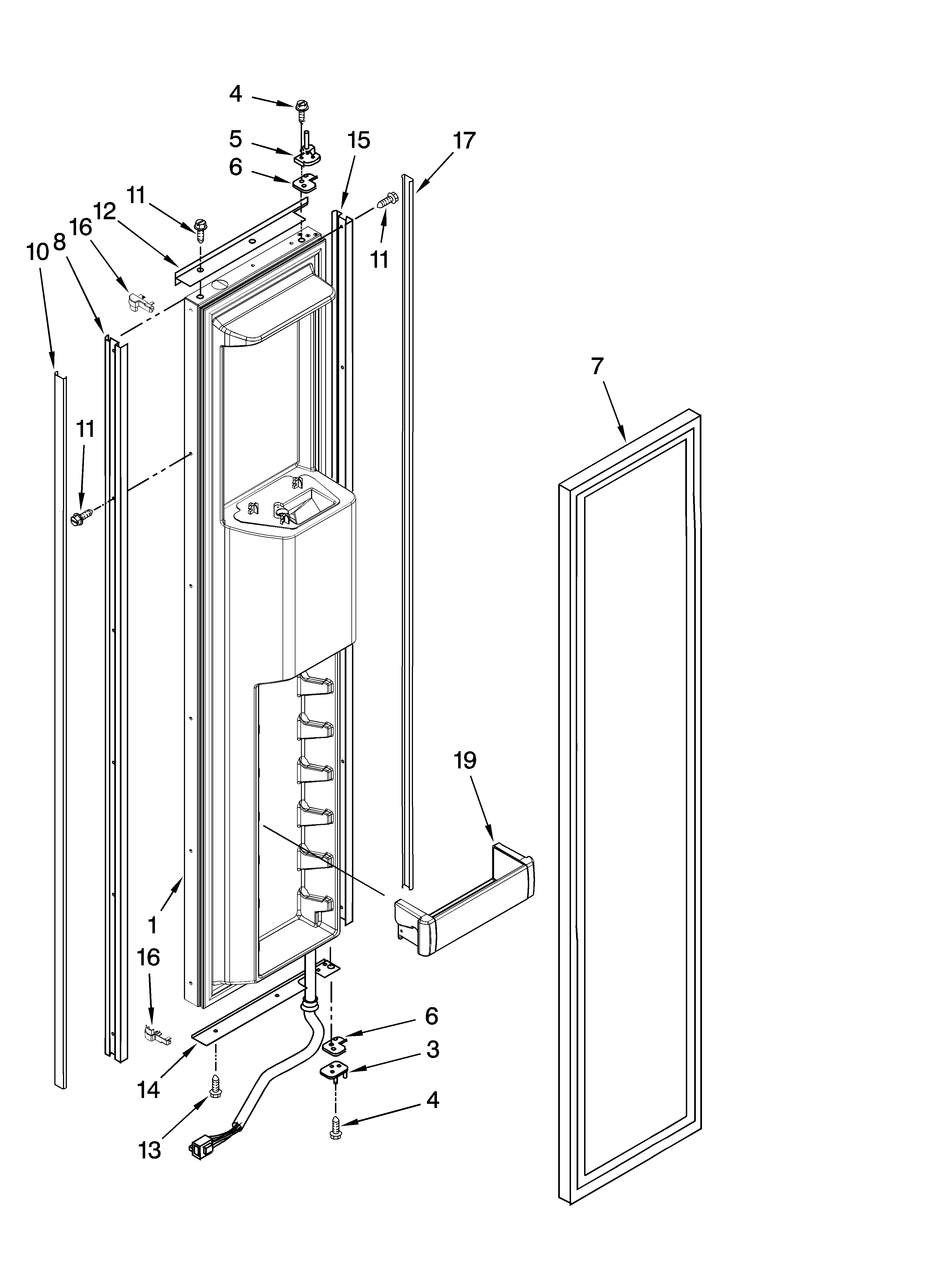 KitchenAid KSSO42QTB02 freezer door parts diagram