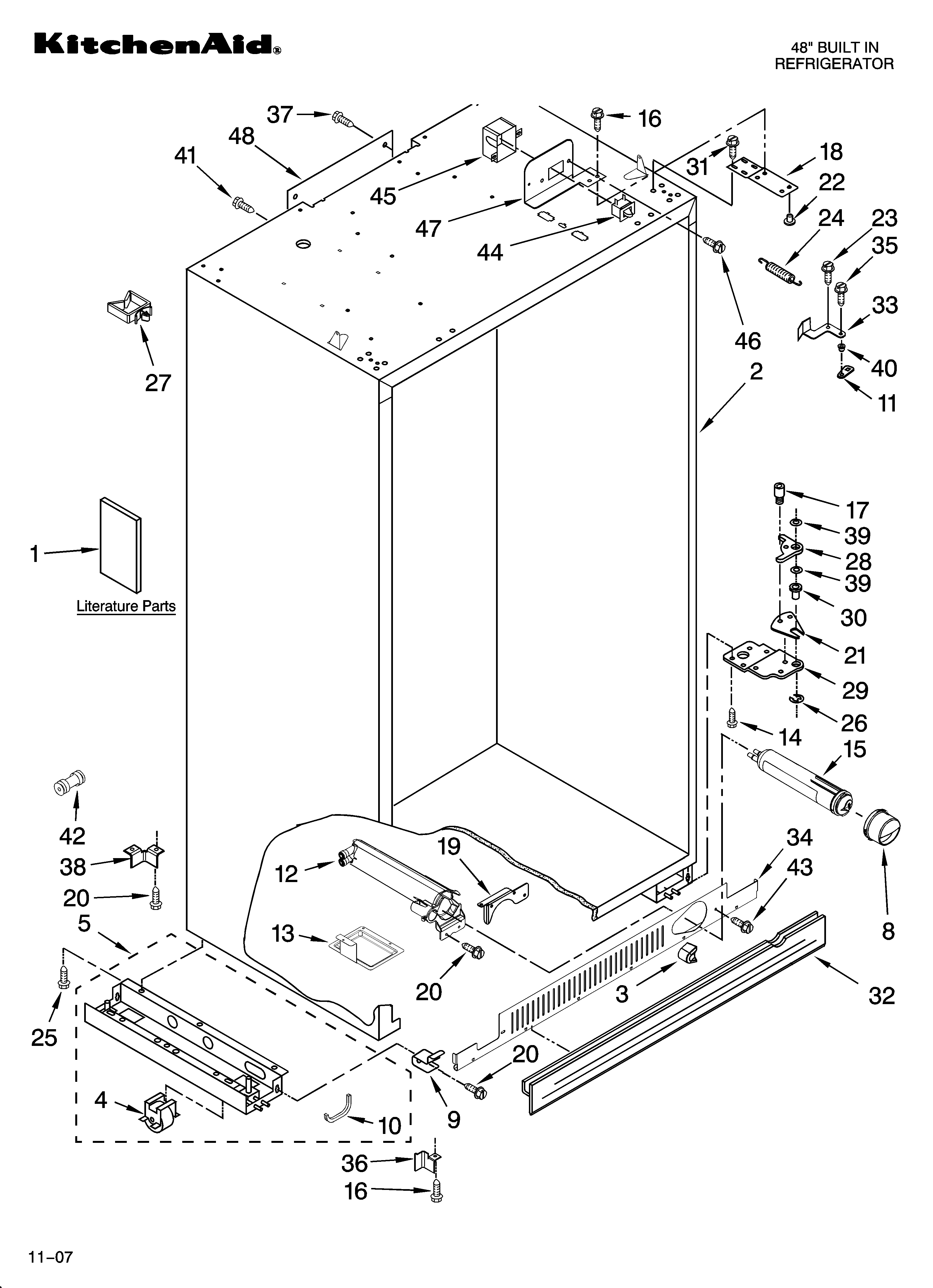 KitchenAid KSSO48QTB02 cabinet parts diagram