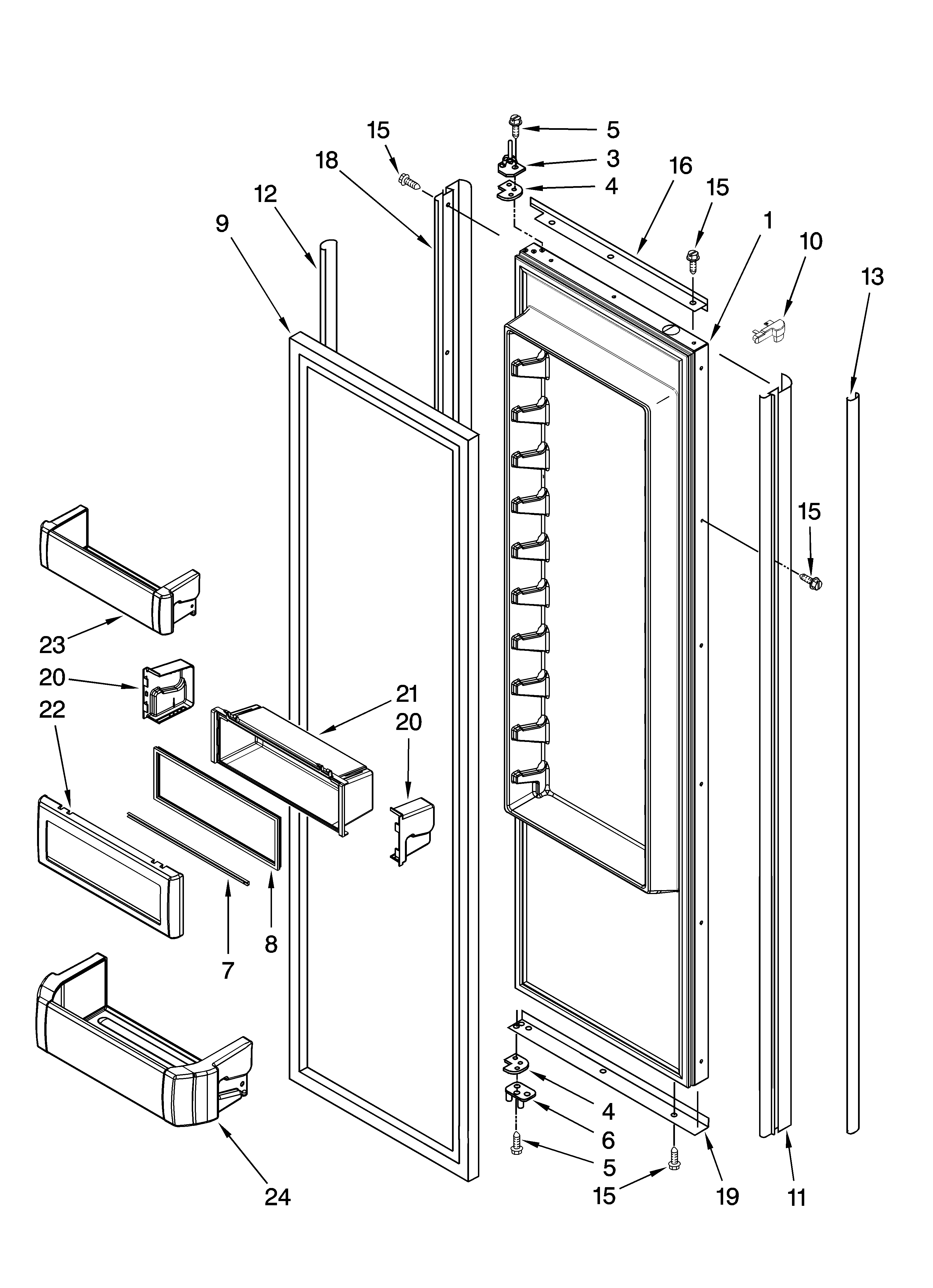 KitchenAid KSSO48QTB02 refrigerator door parts diagram