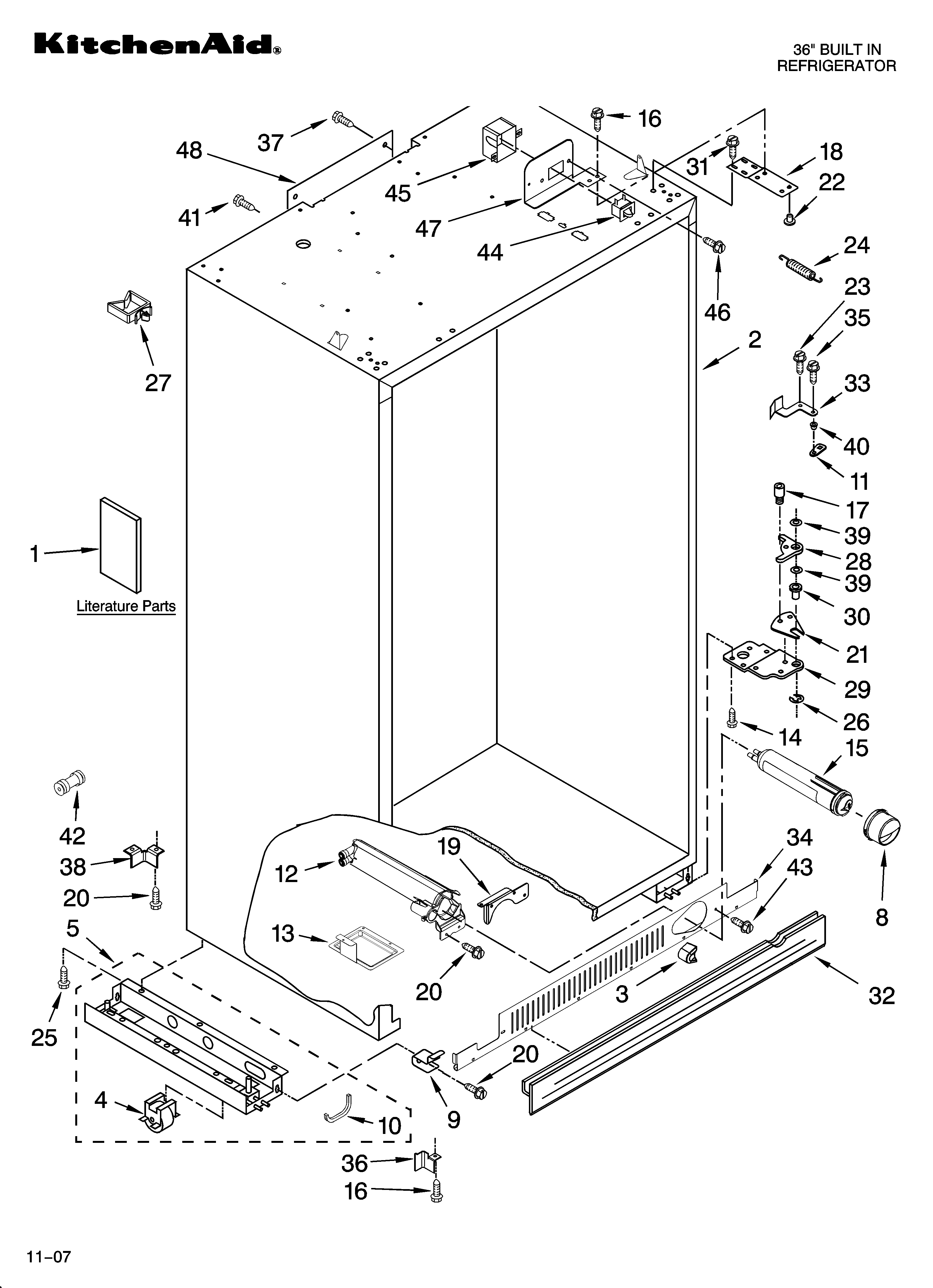 KitchenAid KSSP36QTS02 cabinet parts diagram