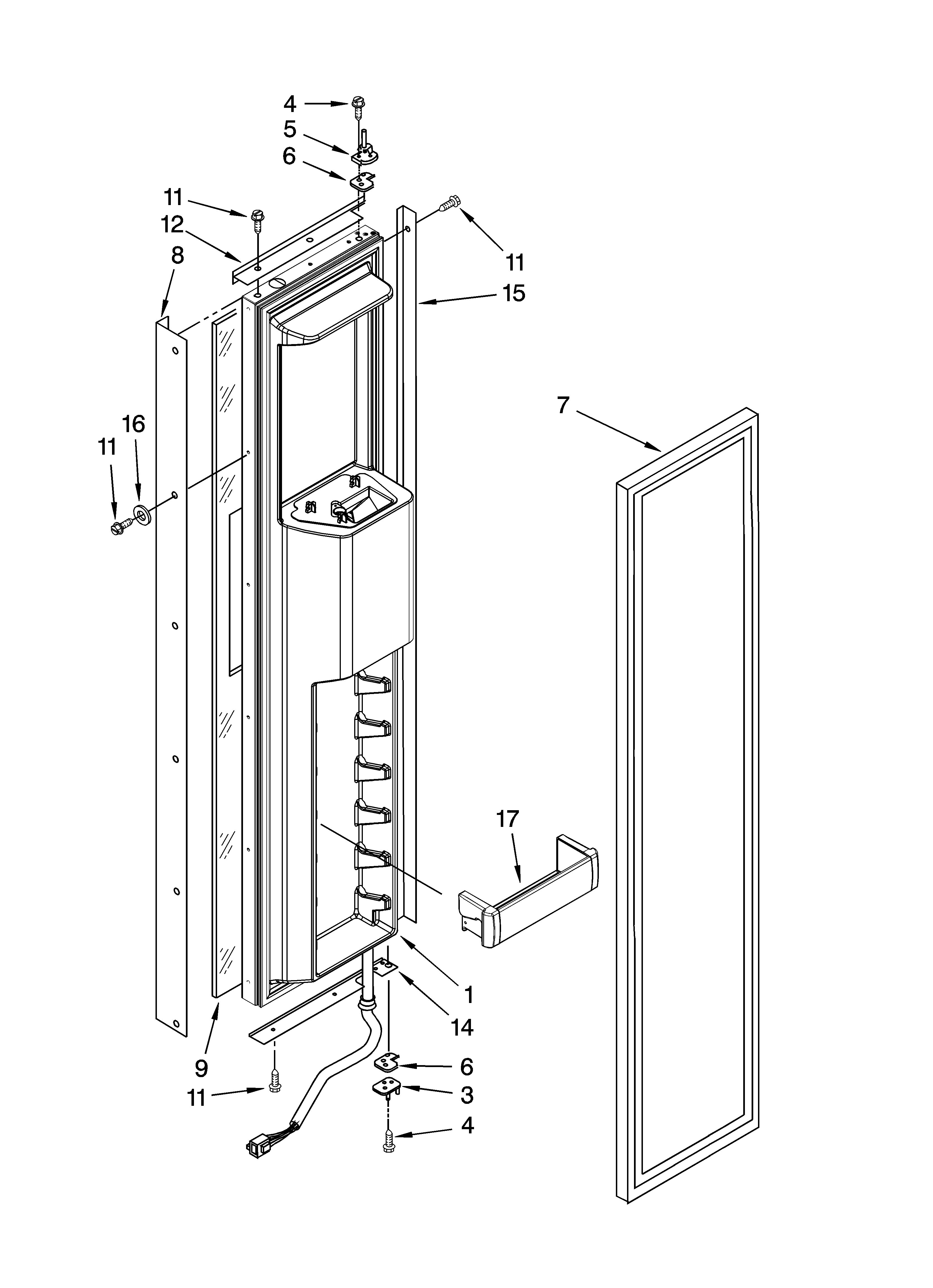 KitchenAid KSSP36QTS02 freezer door parts diagram