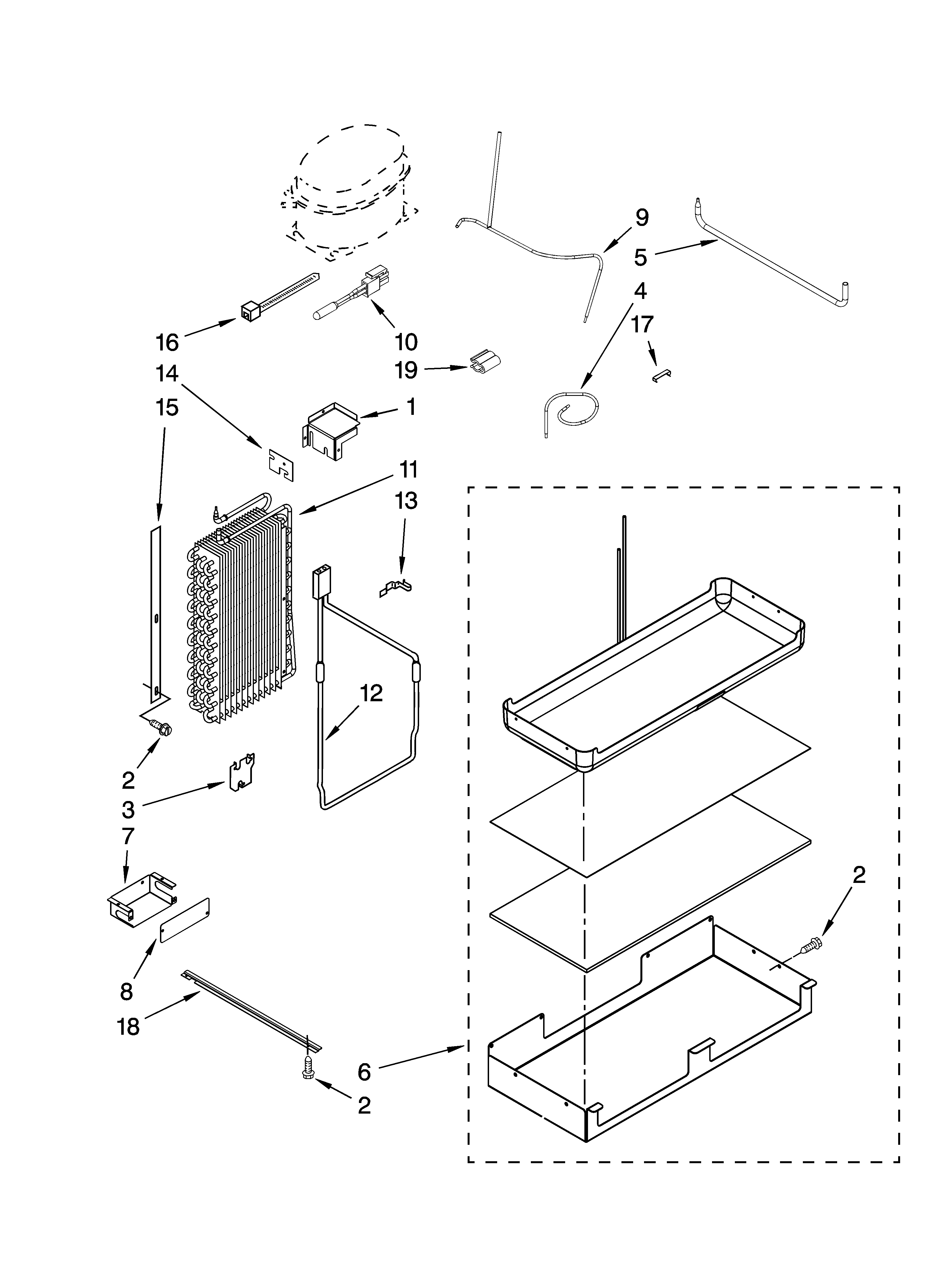 KitchenAid KSSP36QTS02 lower unit and tube parts diagram