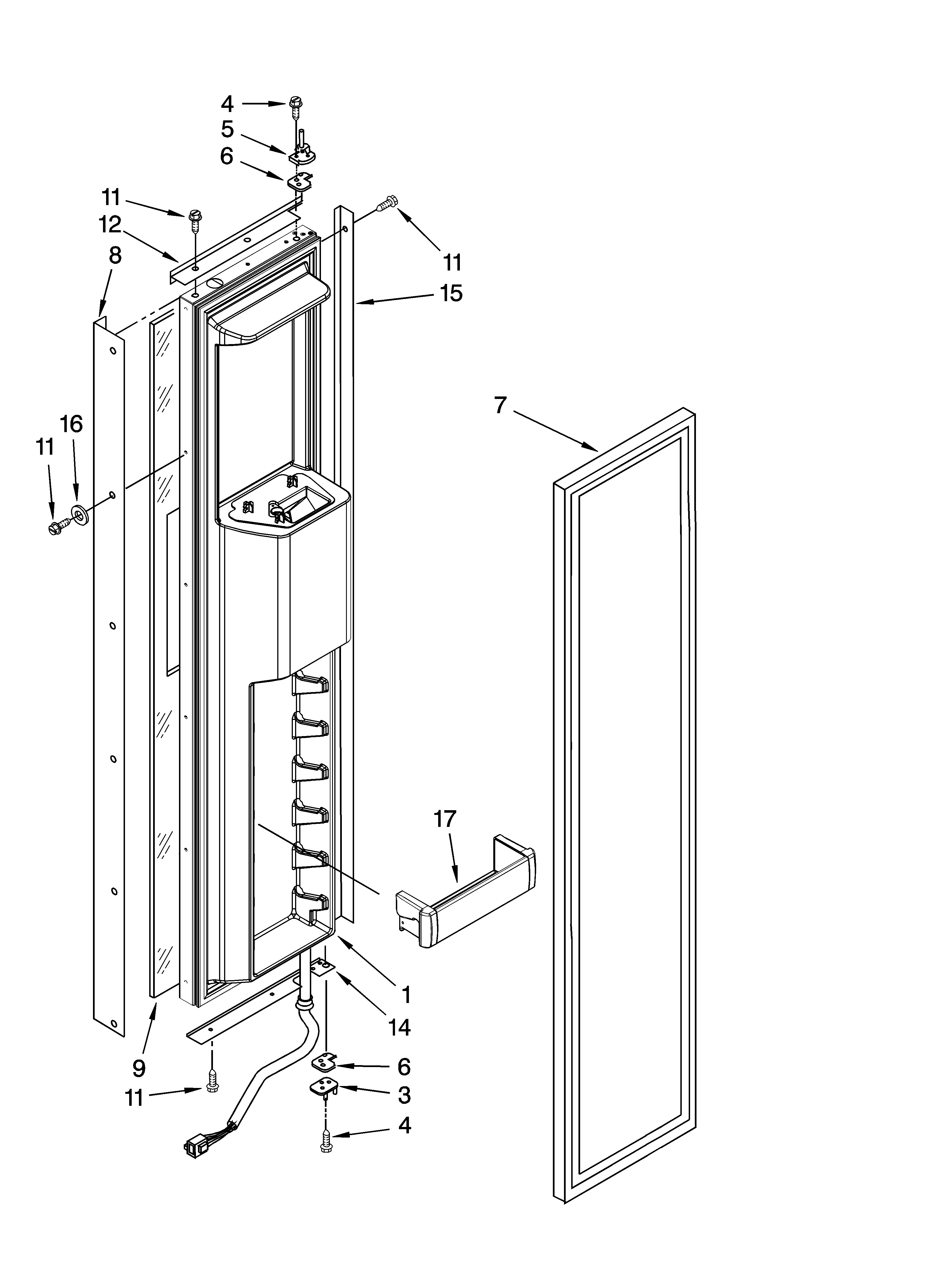 KitchenAid KSSP42QTS02 freezer door parts diagram