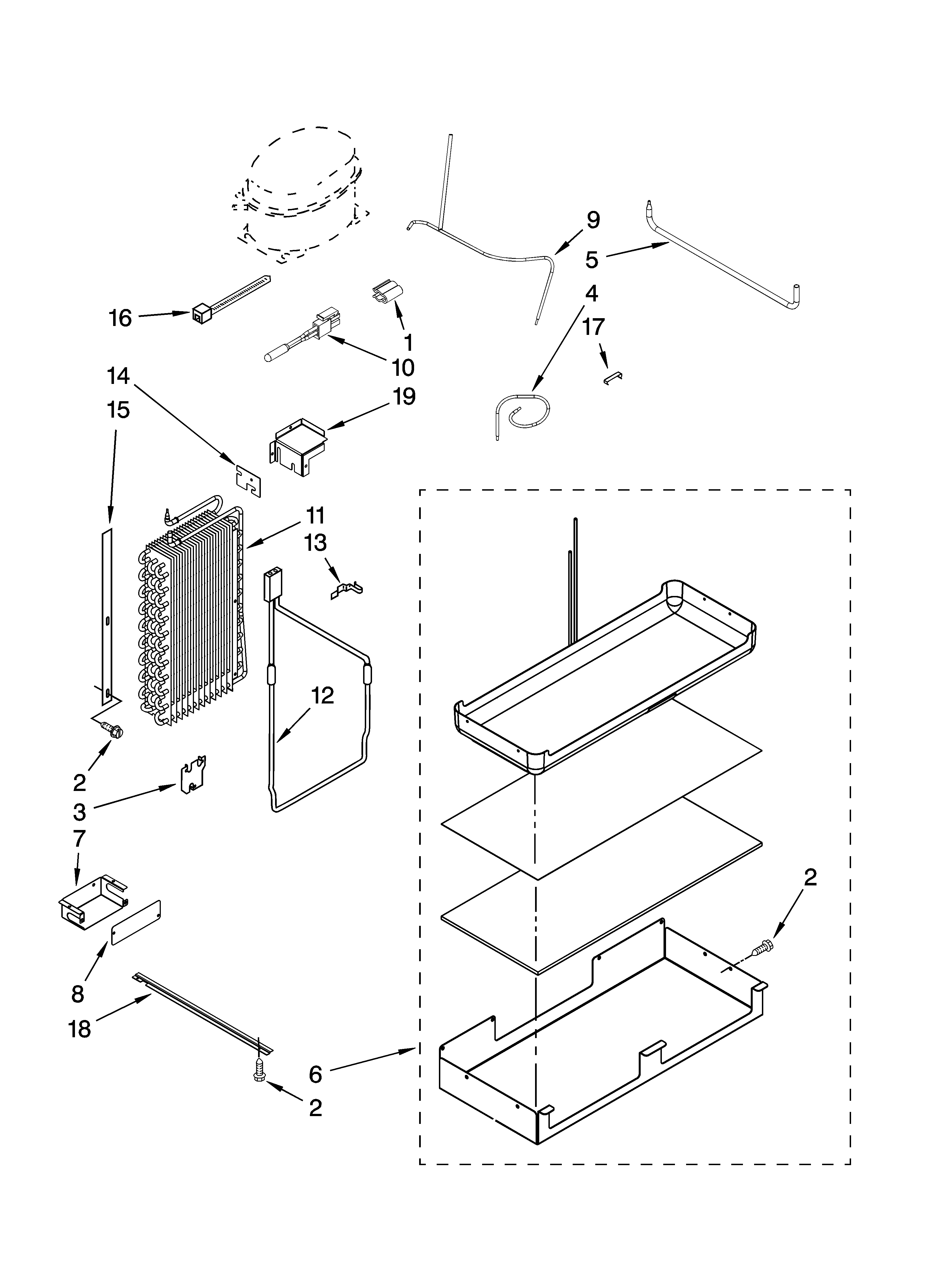 KitchenAid KSSS36QTX02 lower unit and tube parts diagram