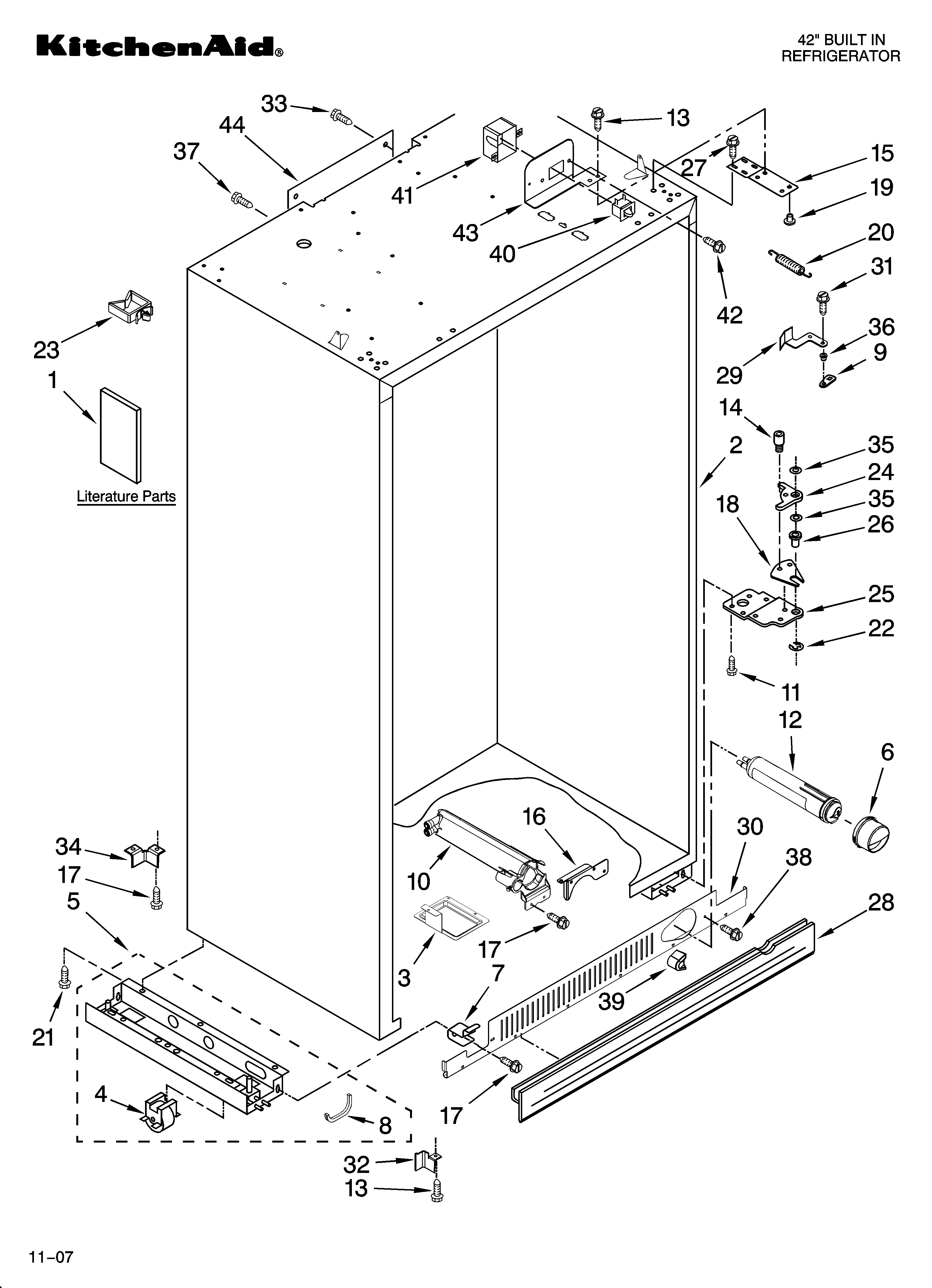 KitchenAid KSSS42FTX02 cabinet parts diagram