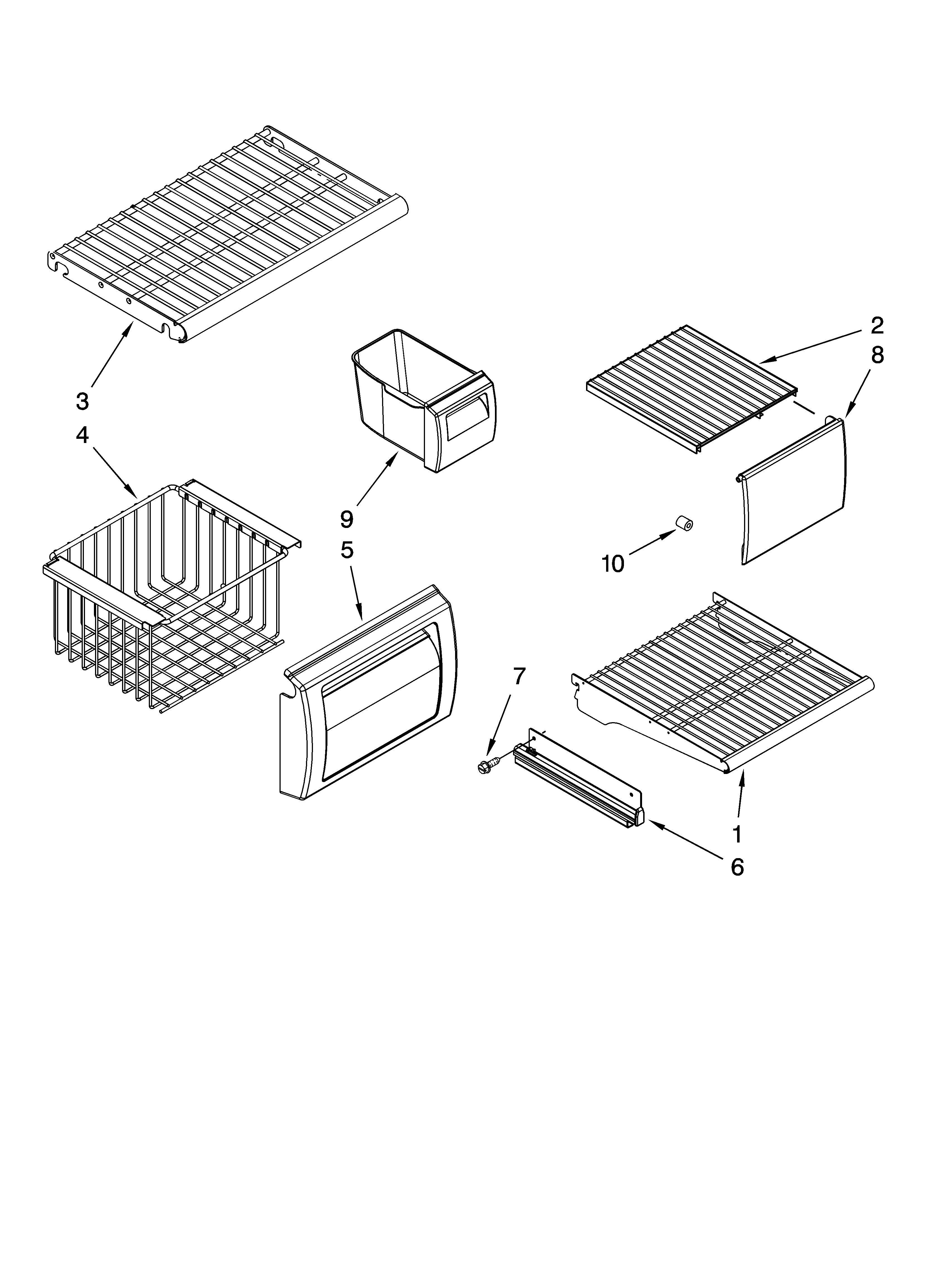 KitchenAid KSSS42FTX02 freezer shelf parts diagram