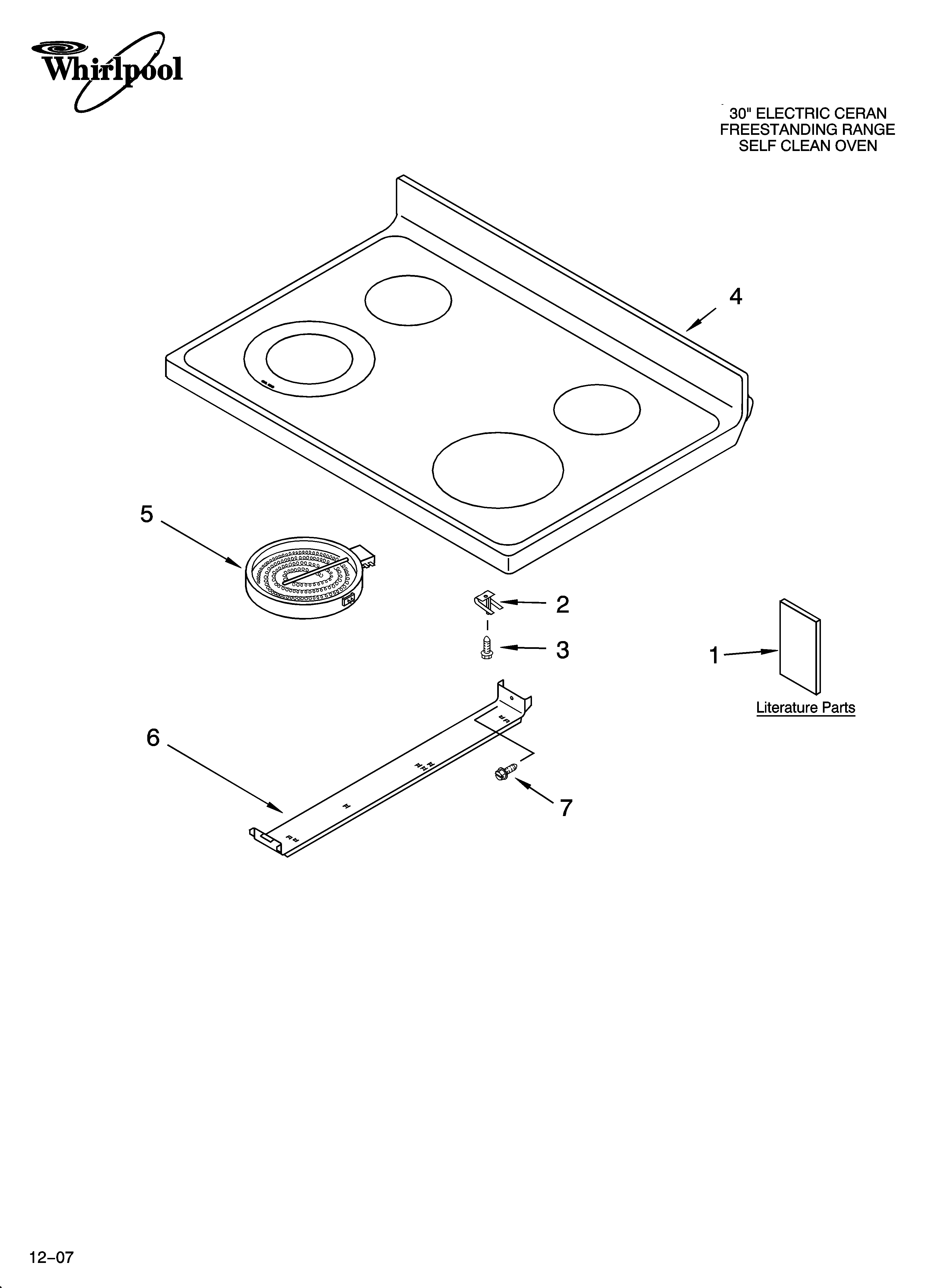 Whirlpool RF362LXTS3 cooktop parts diagram