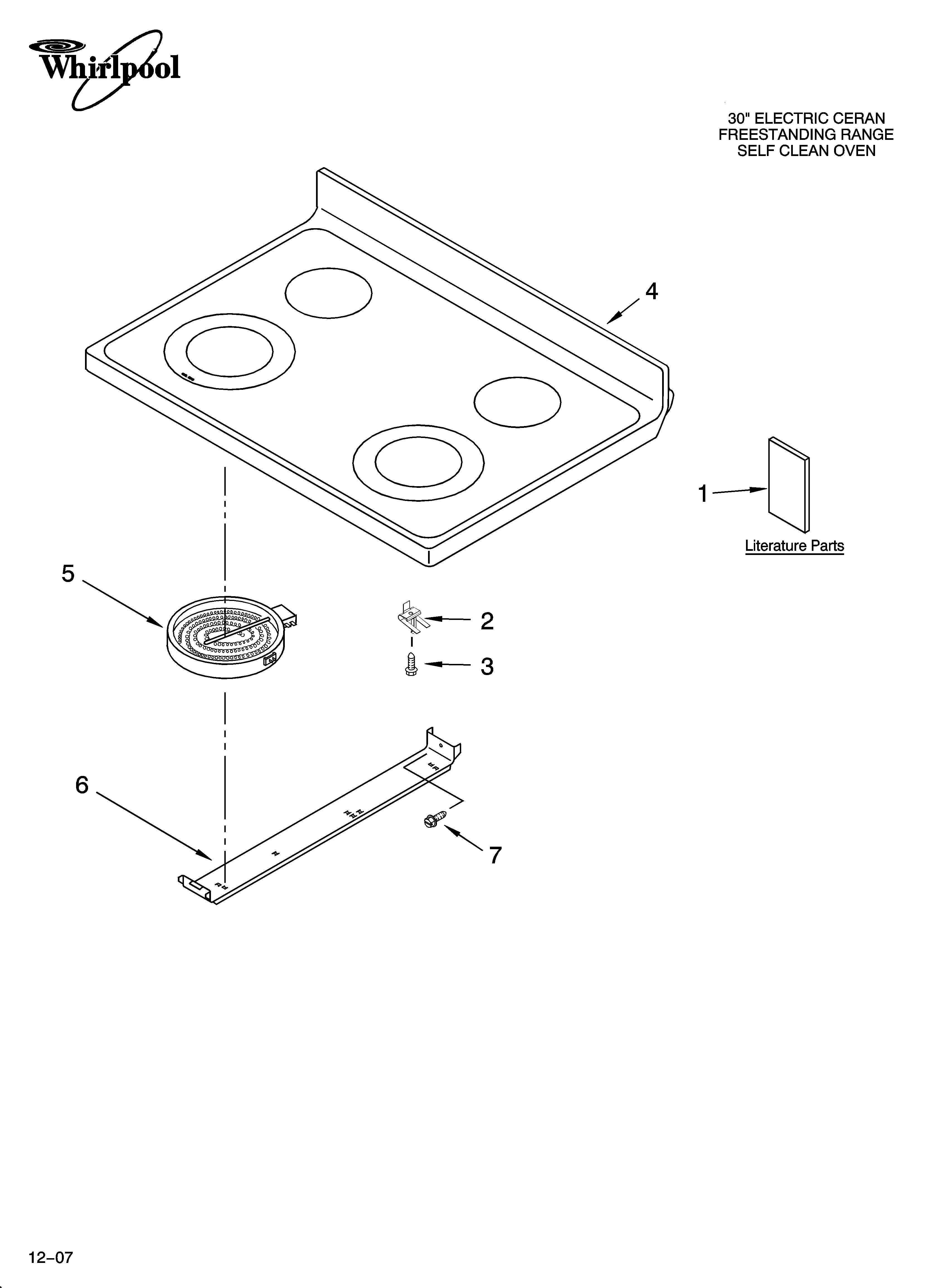 Whirlpool RF367LXSY4 cooktop parts diagram