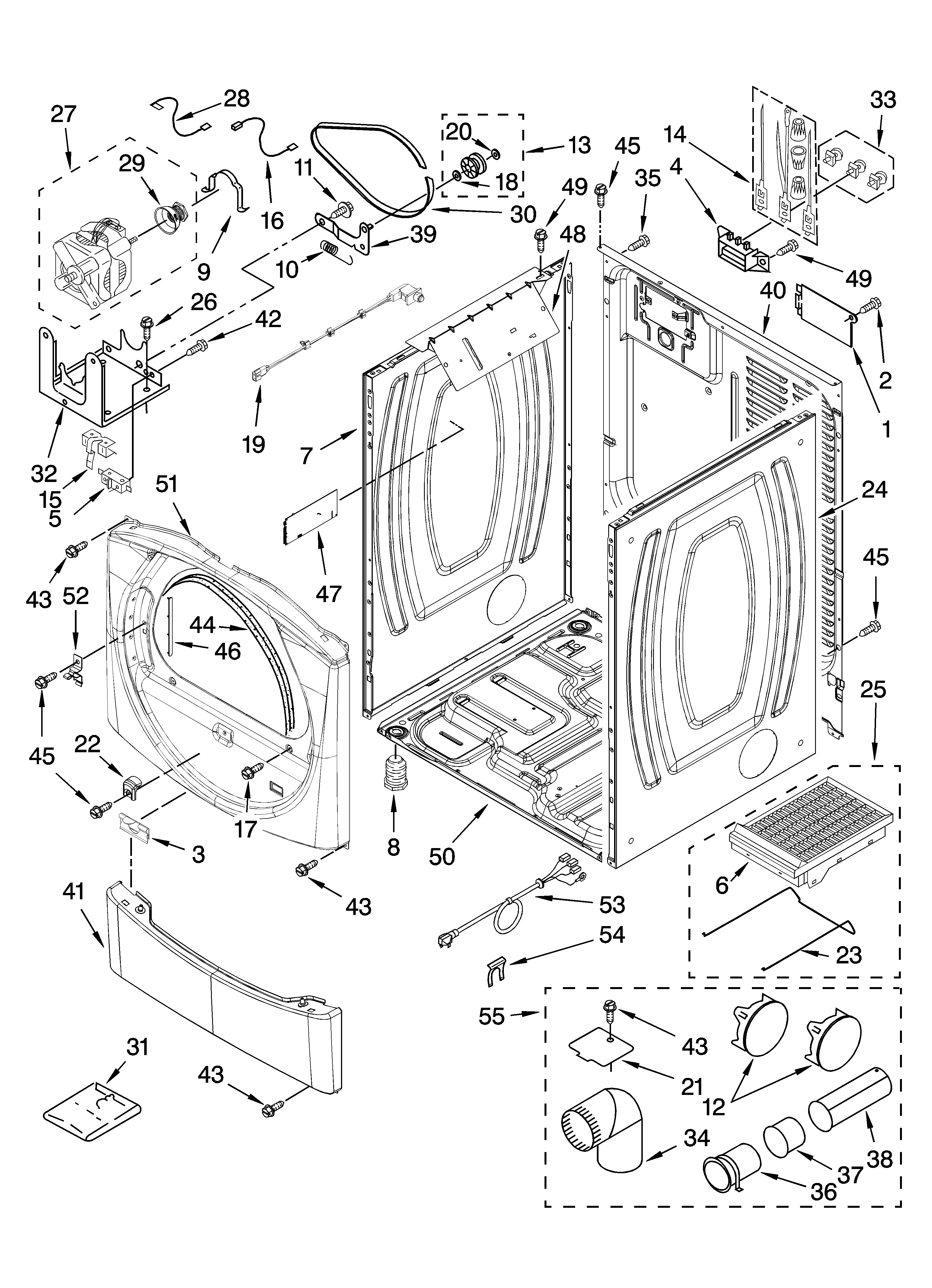 Whirlpool YWED8410SW2 cabinet parts diagram