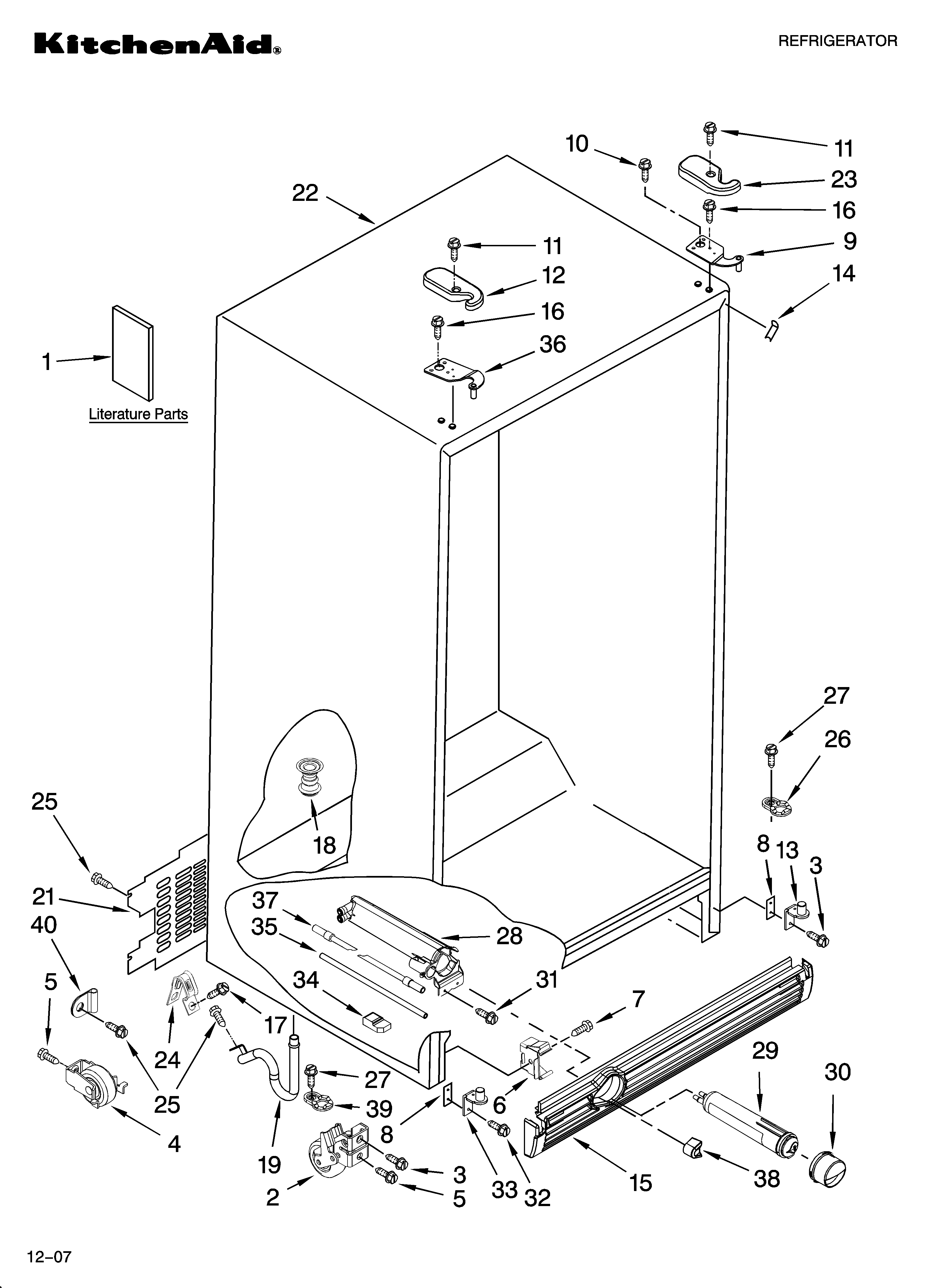 KitchenAid KSRS25RVWH00 cabinet parts diagram