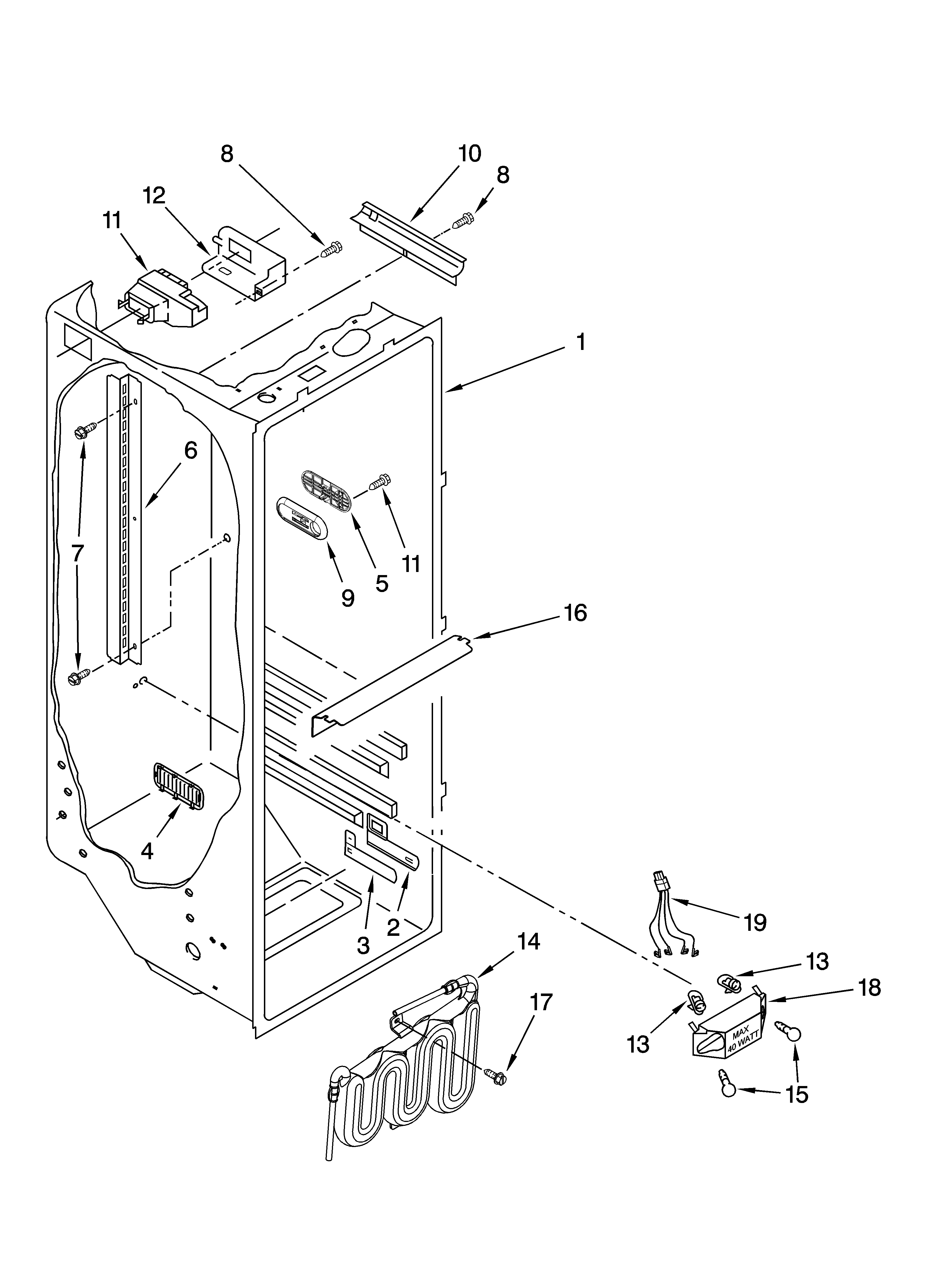 KitchenAid KSRS25RVWH00 refrigerator liner parts diagram