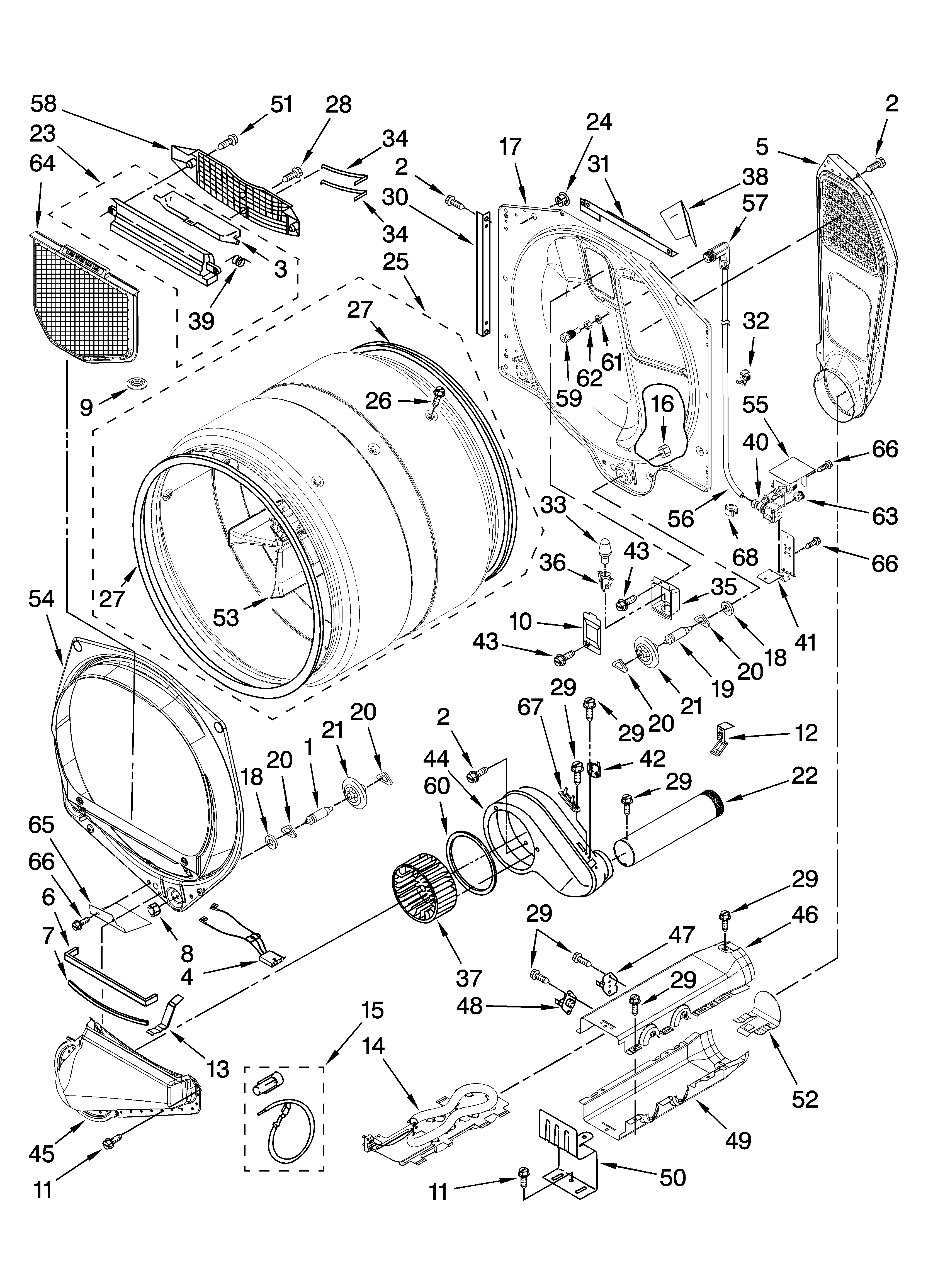 Whirlpool WED9500TW0 bulkhead parts diagram