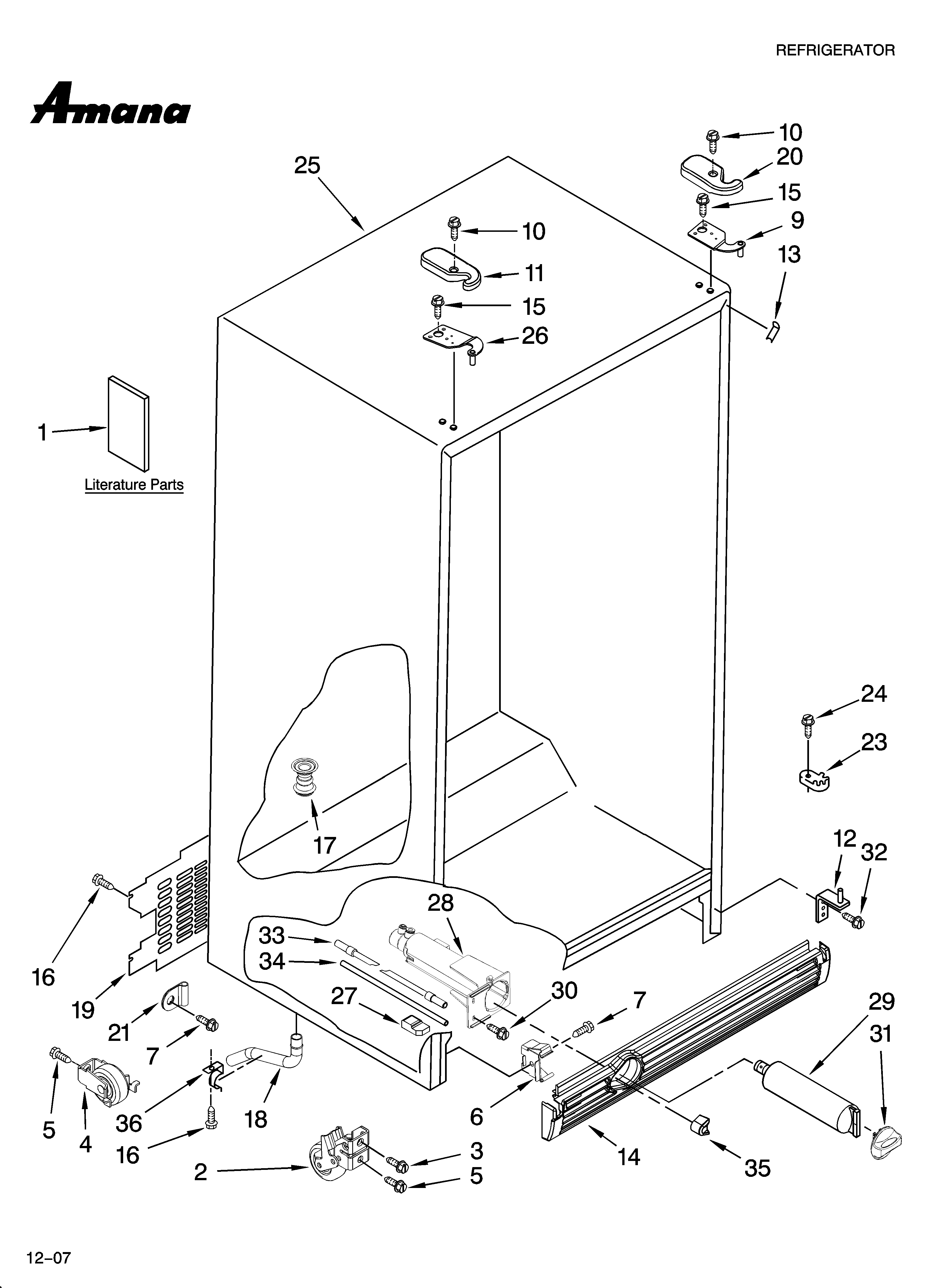 Amana ASD2522VRD00 cabinet parts diagram