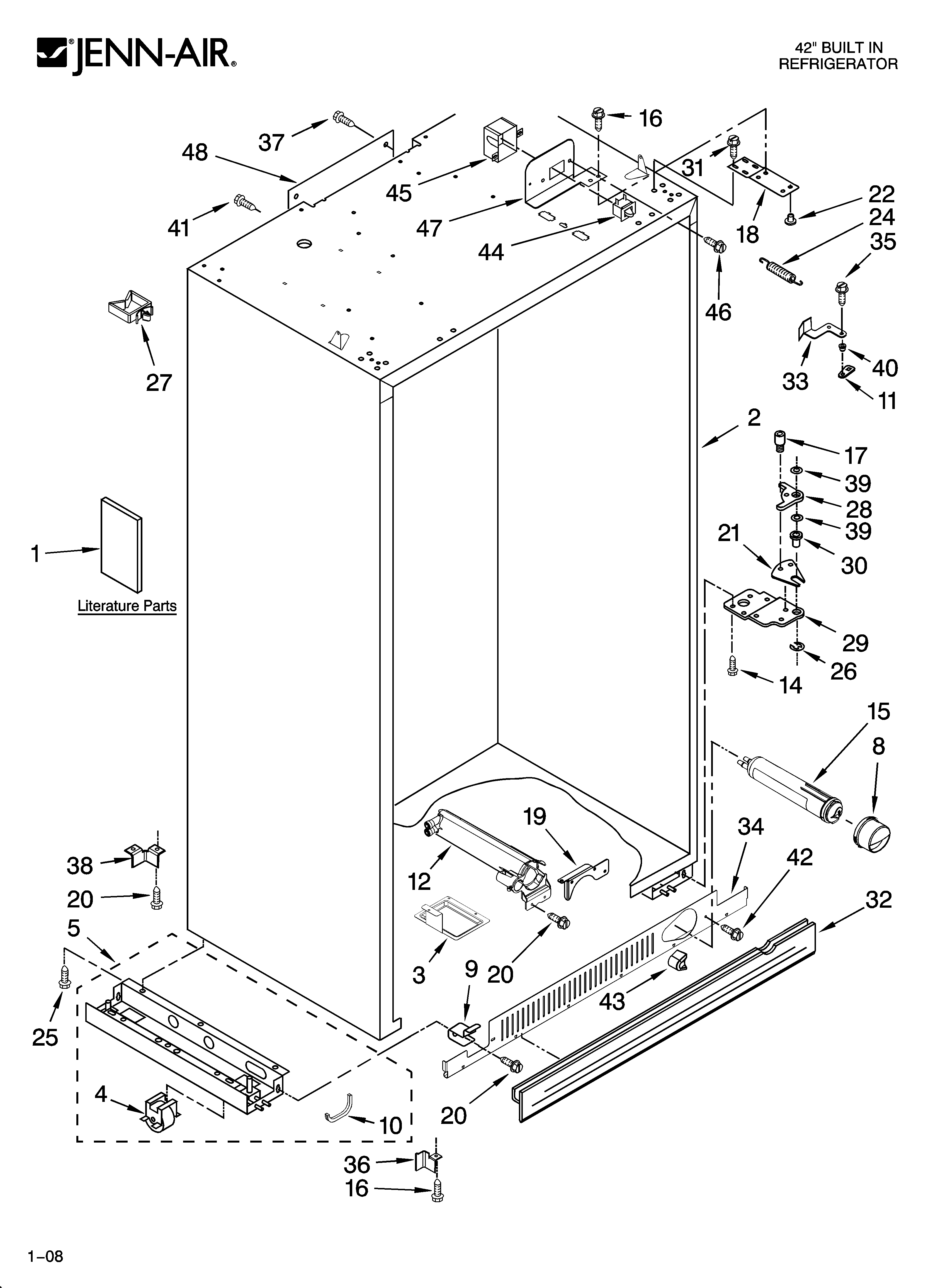Jenn-Air JS42CXFXDB00 cabinet parts diagram