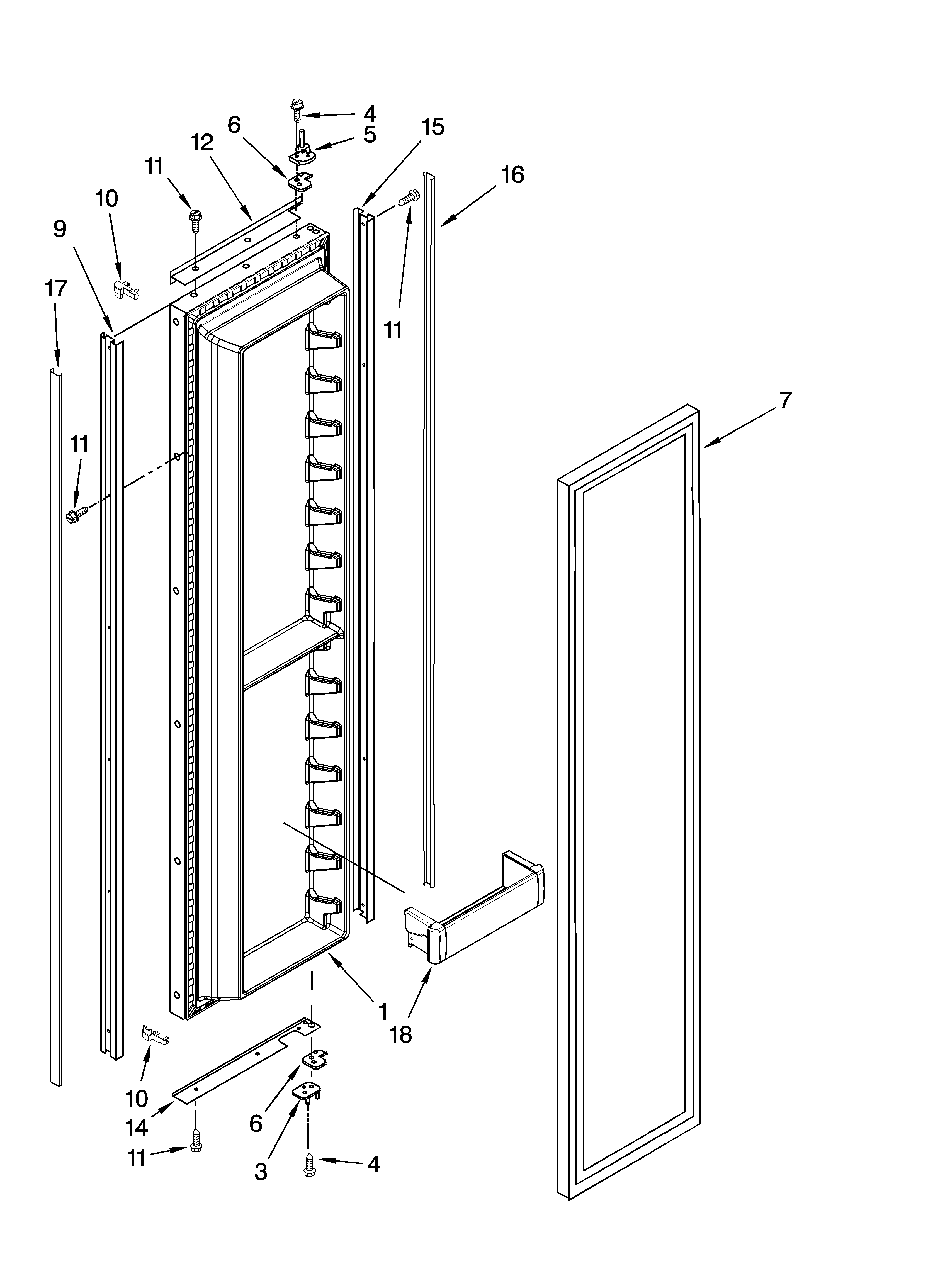 Jenn-Air JS42CXFXDB00 freezer door parts diagram