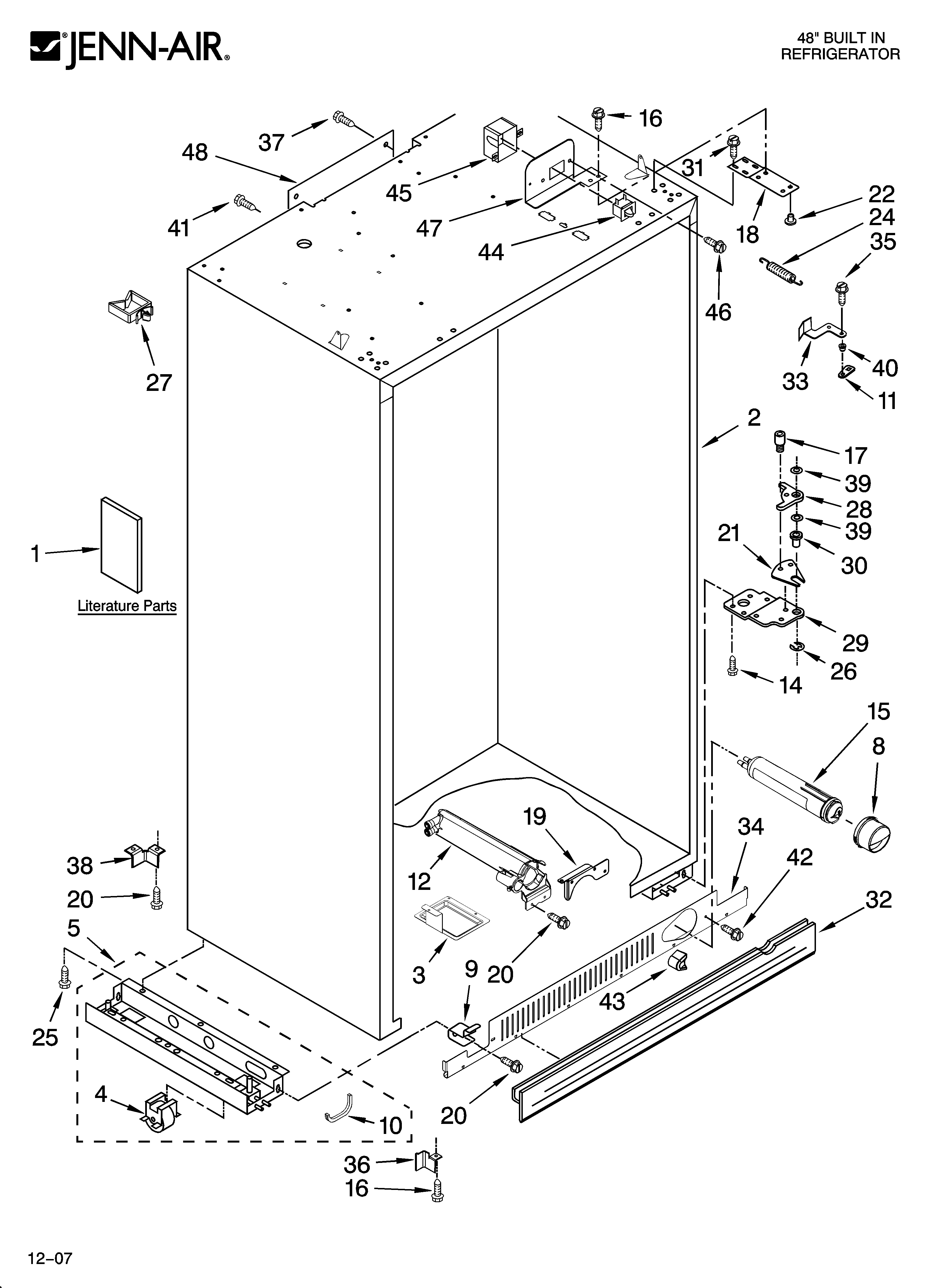 Jenn-Air JS48CXFXDB00 cabinet parts diagram