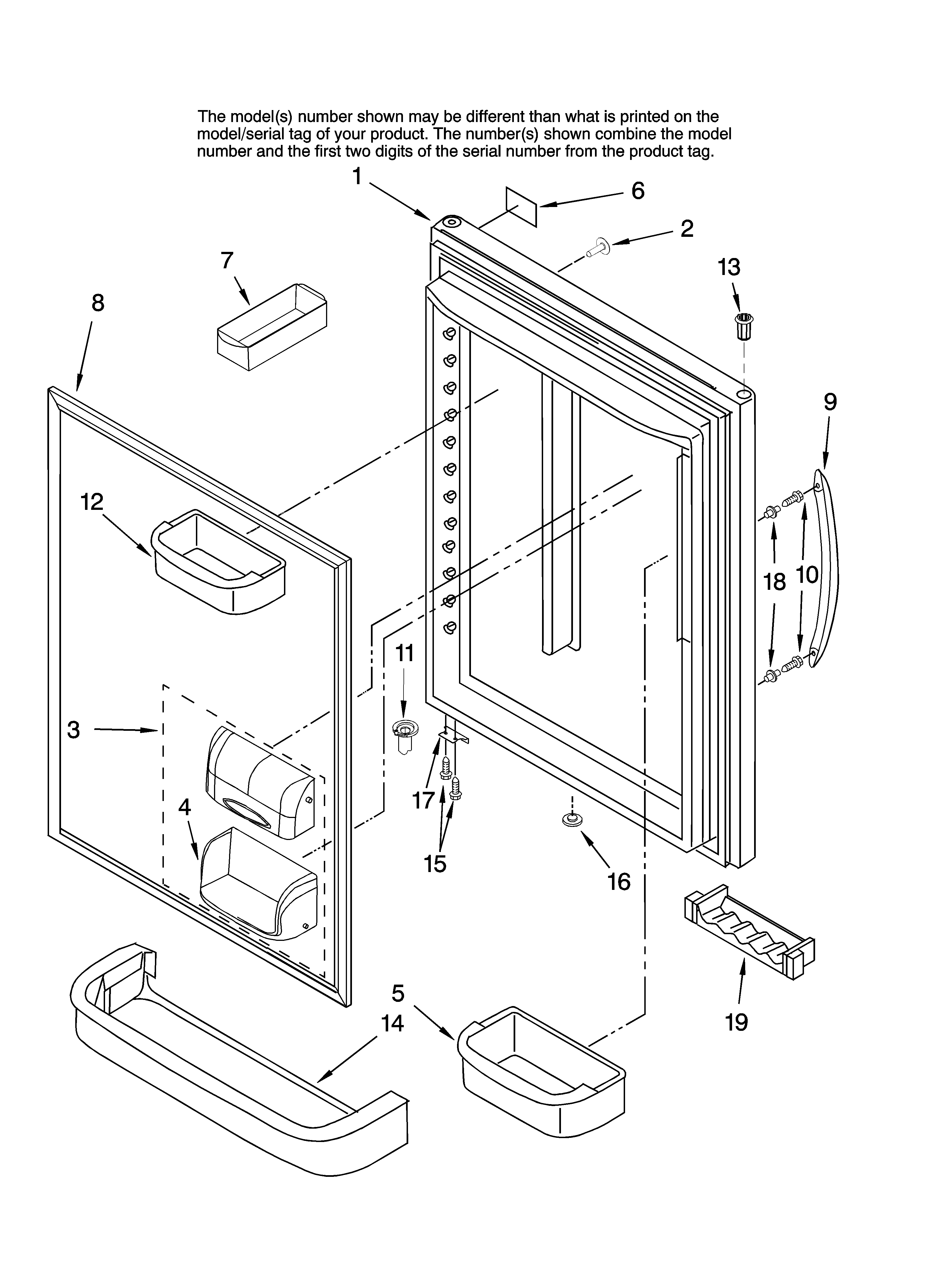 KitchenAid KBRS22ETSS11 refrigerator door parts diagram