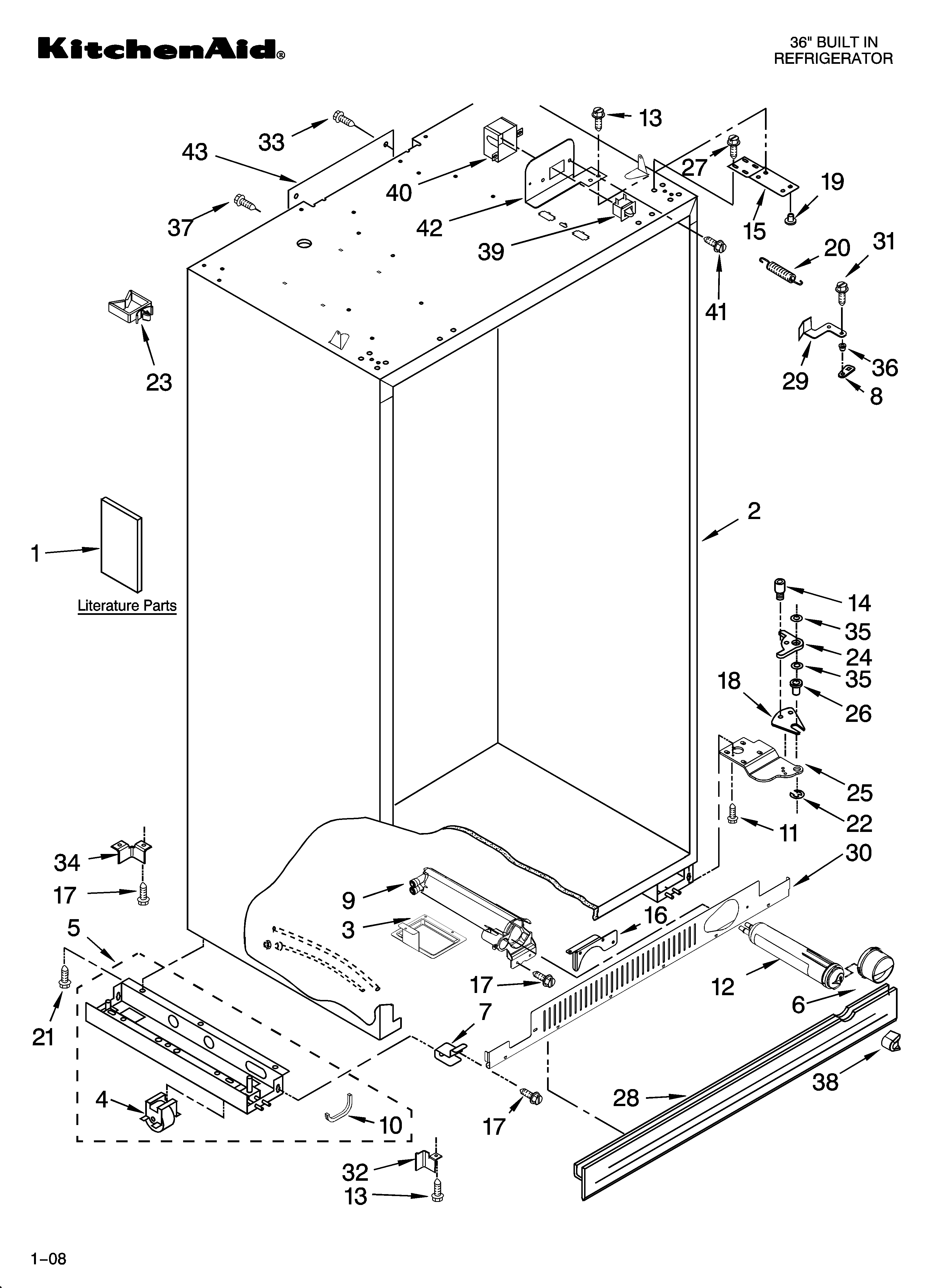 KitchenAid KSSO36FTX02 cabinet parts diagram