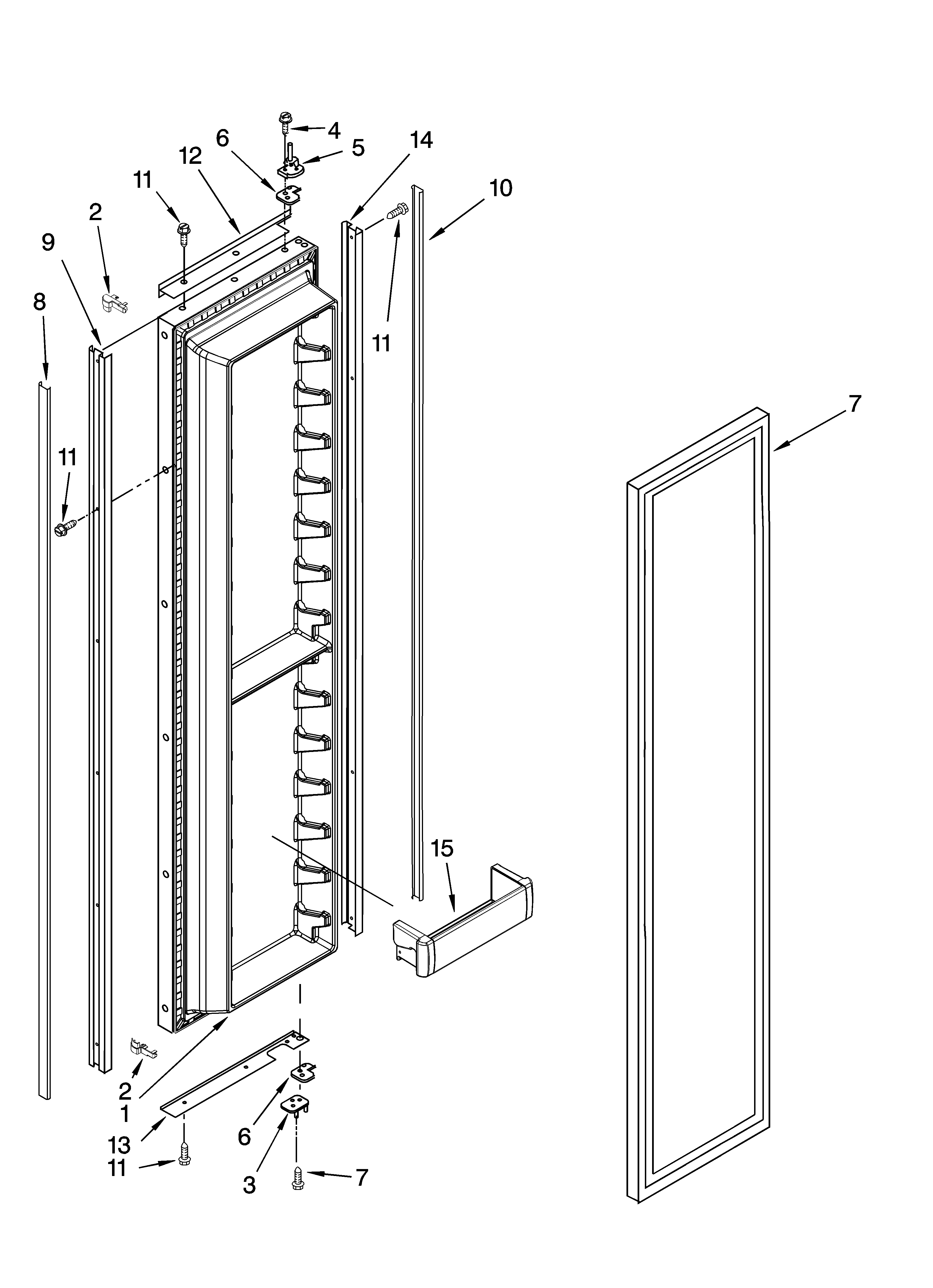 KitchenAid KSSO36FTX02 freezer door parts diagram