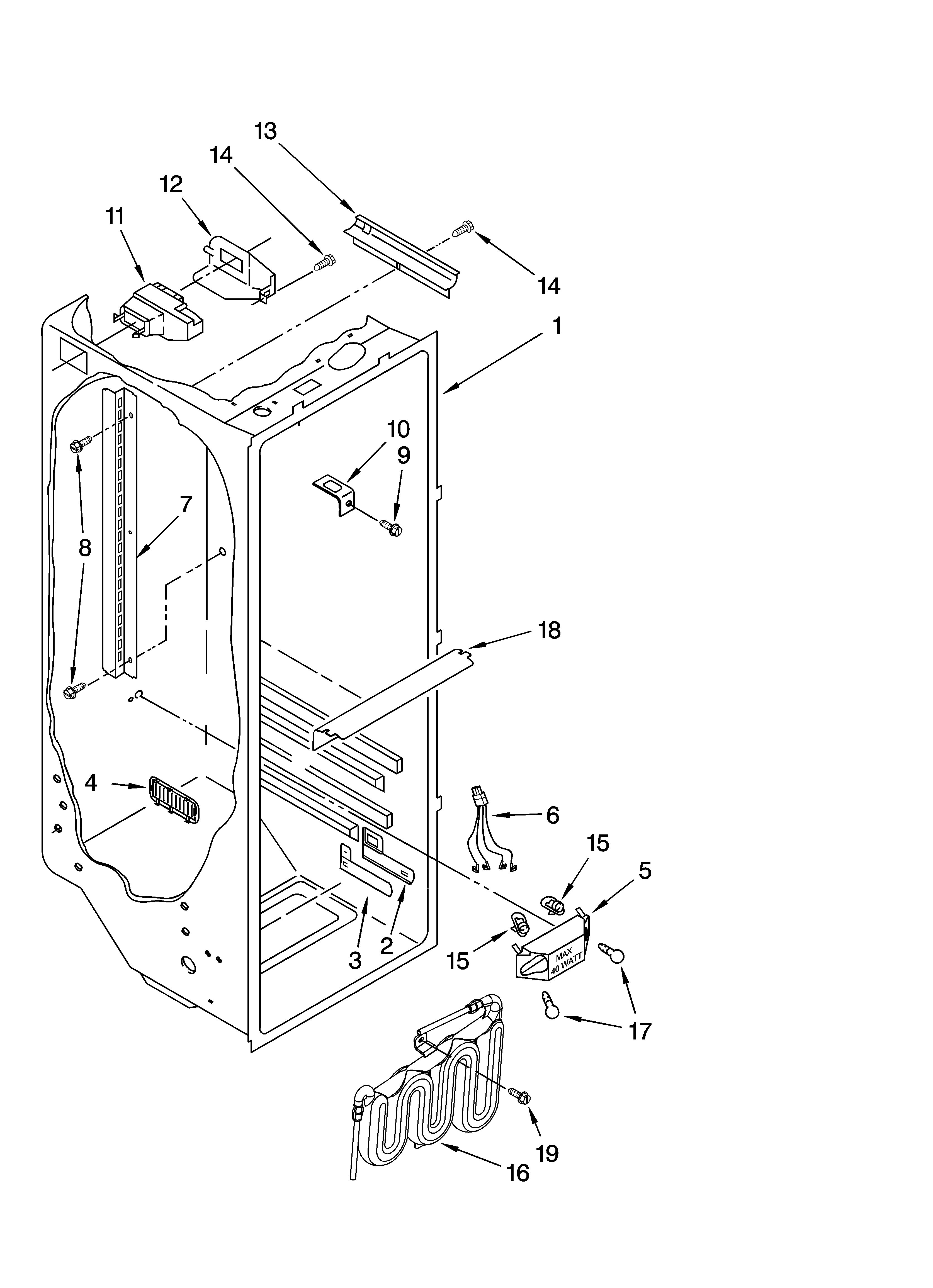Estate TS25AFXKQ05 refrigerator liner parts diagram