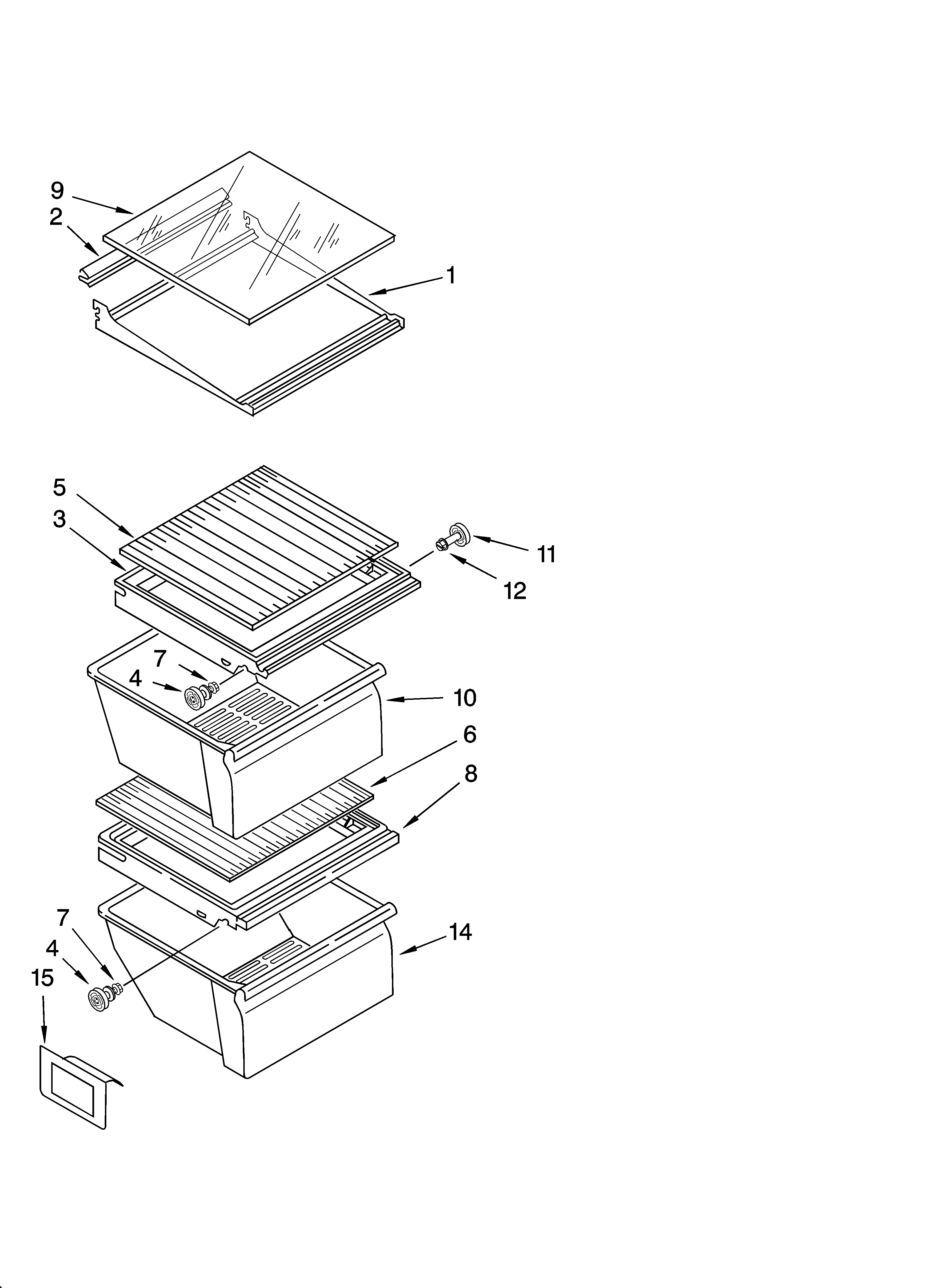 Estate TS25AFXKQ05 refrigerator shelf parts diagram