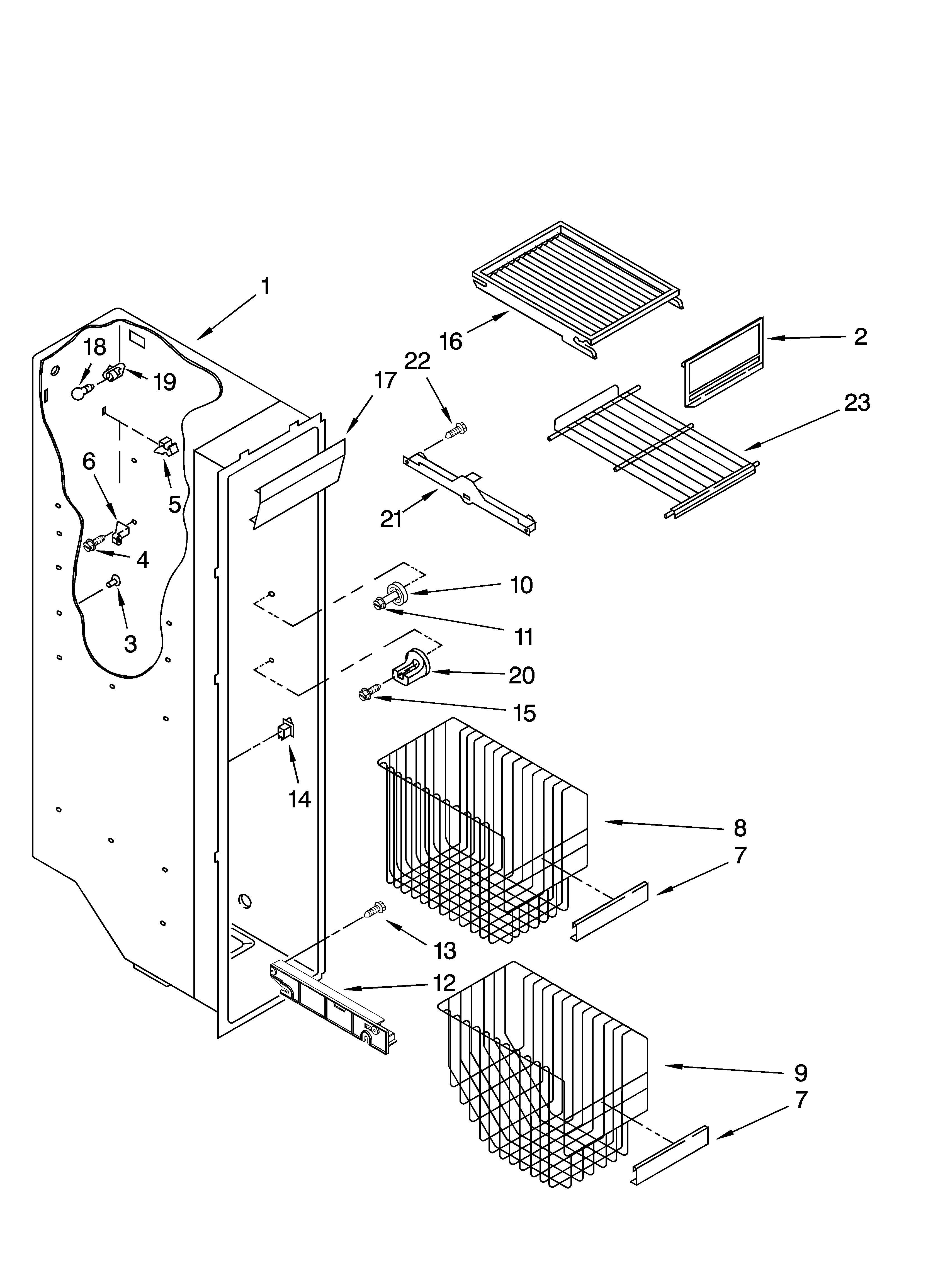 Estate TS25AFXKQ05 freezer liner parts diagram