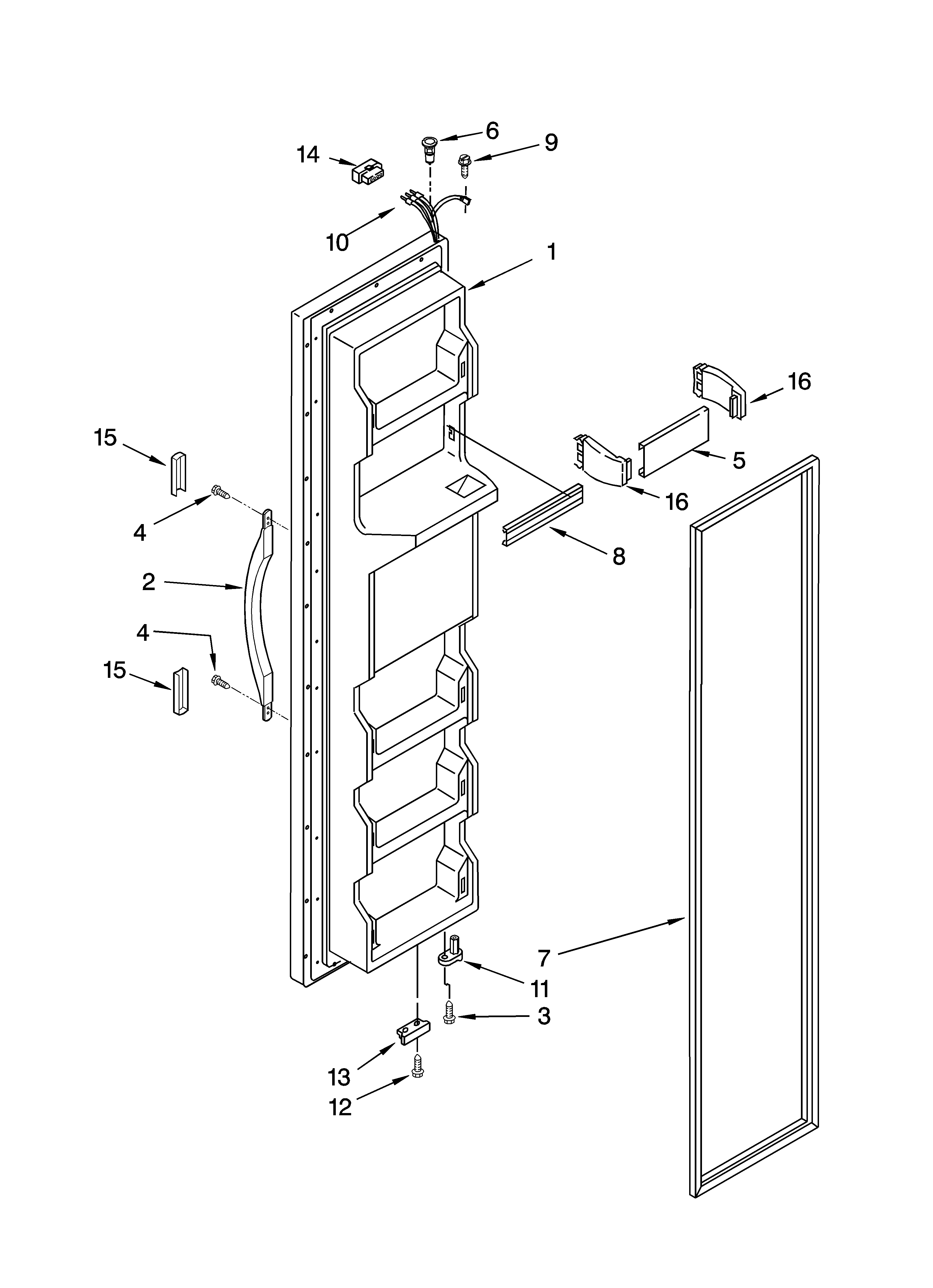 Estate TS25AFXKQ05 freezer door parts diagram