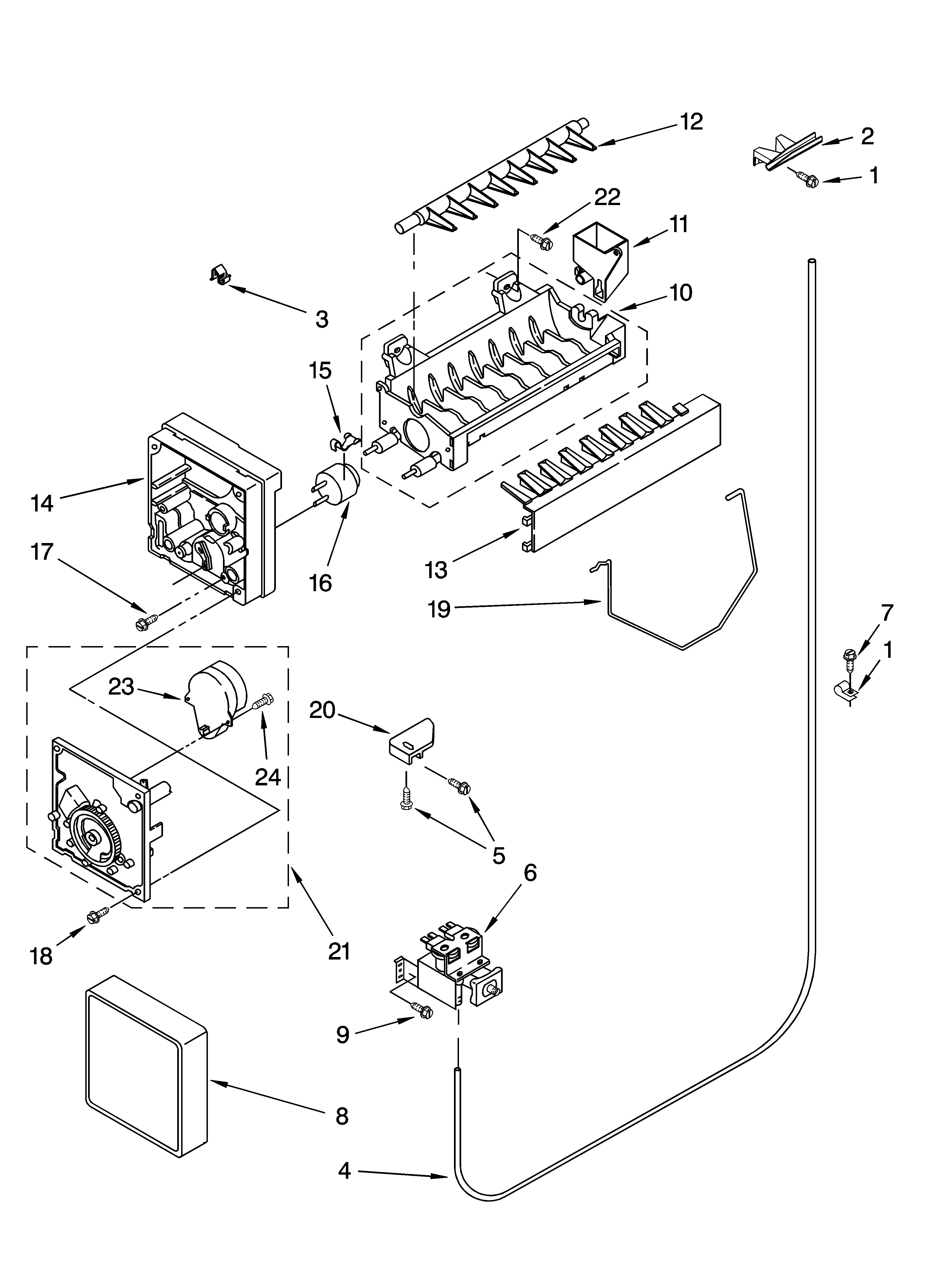 Estate TS25AFXKQ05 icemaker parts, optional parts (not included) diagram