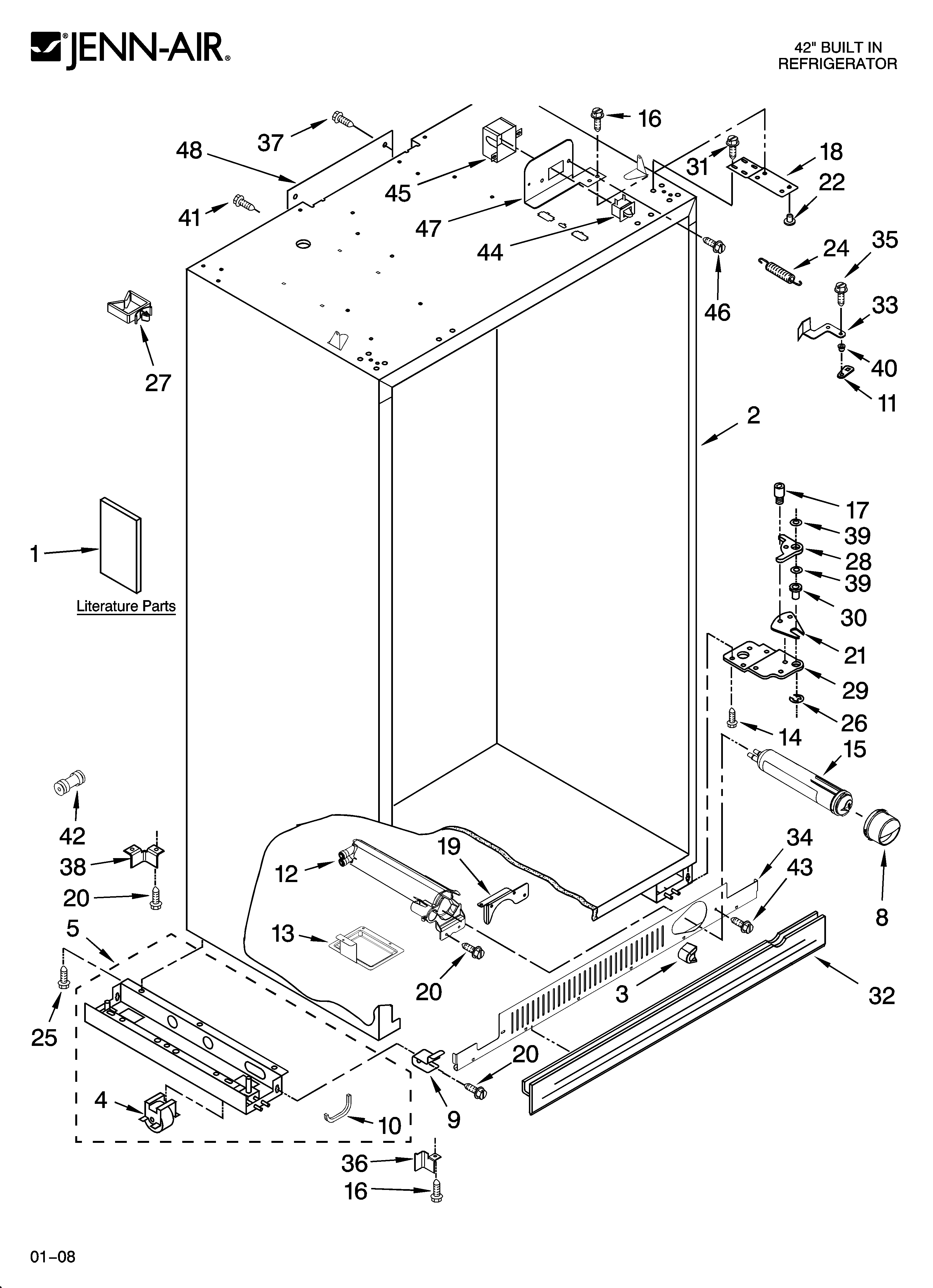 Jenn-Air JS42PPDUDB00 cabinet parts diagram