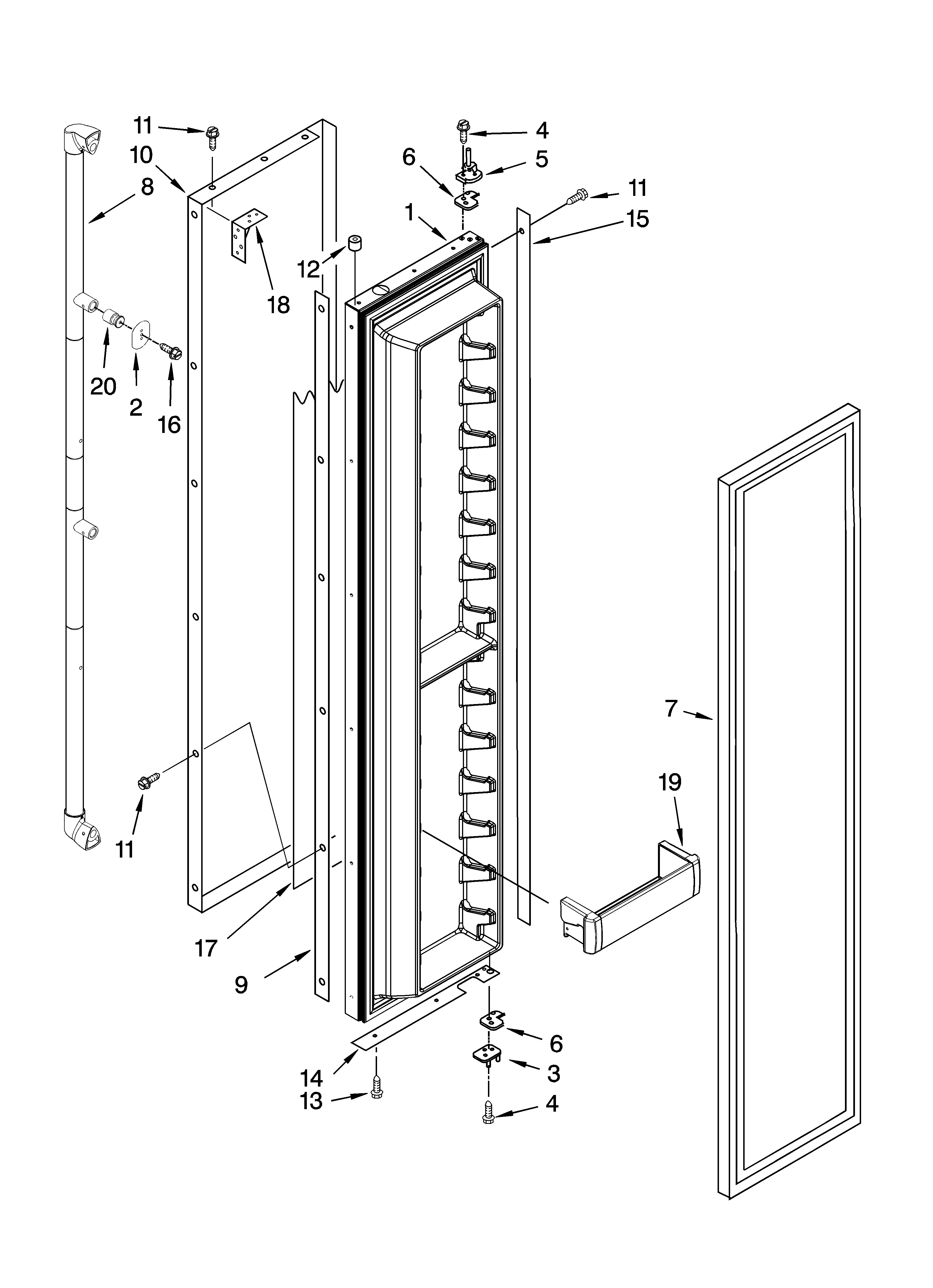 Jenn-Air JS42PPDUDB00 freezer door parts diagram