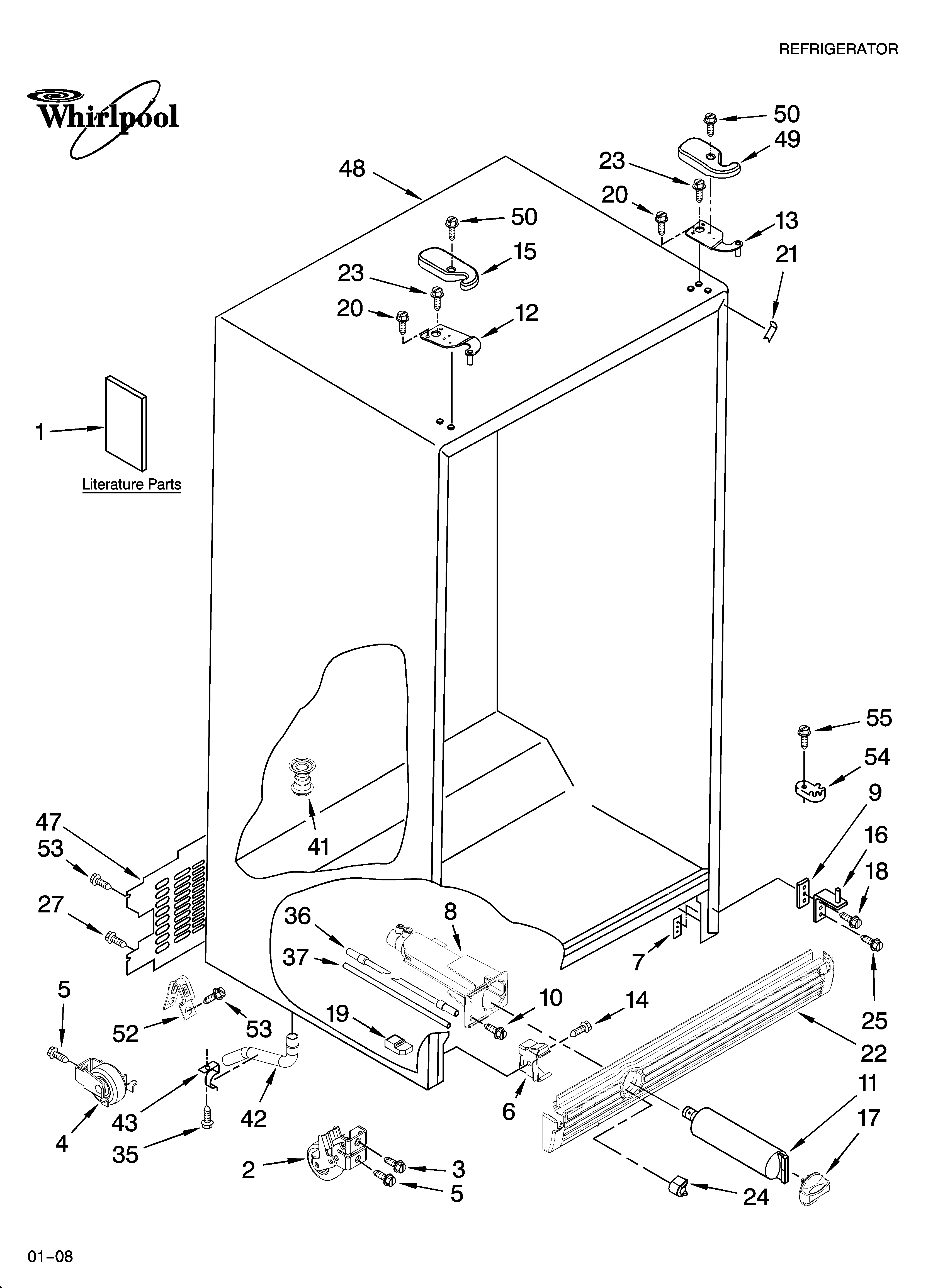 Whirlpool ED5VHEXTL01 cabinet parts diagram