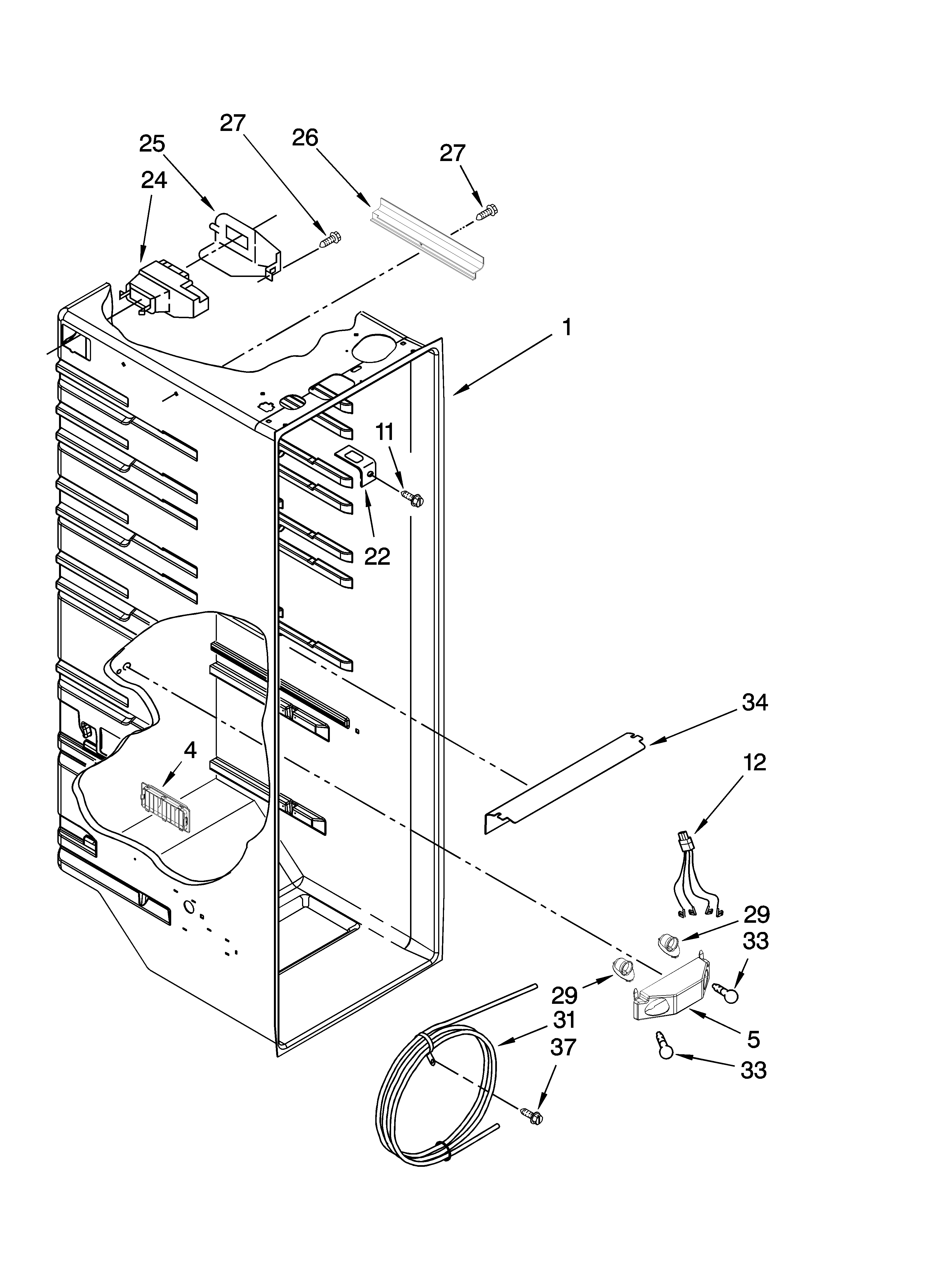 Whirlpool ED5VHEXTL01 refrigerator liner parts diagram