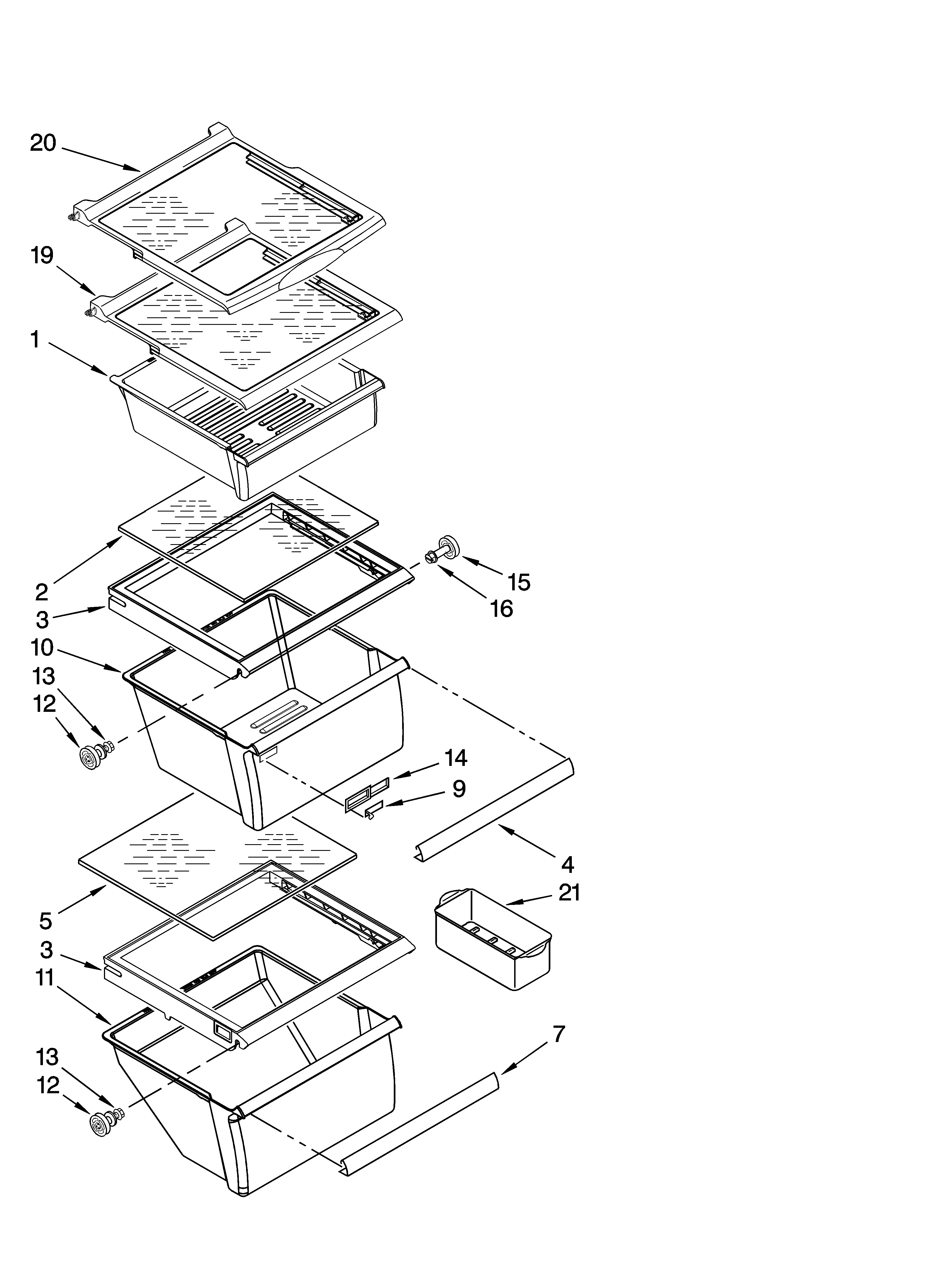 Whirlpool ED5VHEXTL01 refrigerator shelf parts diagram