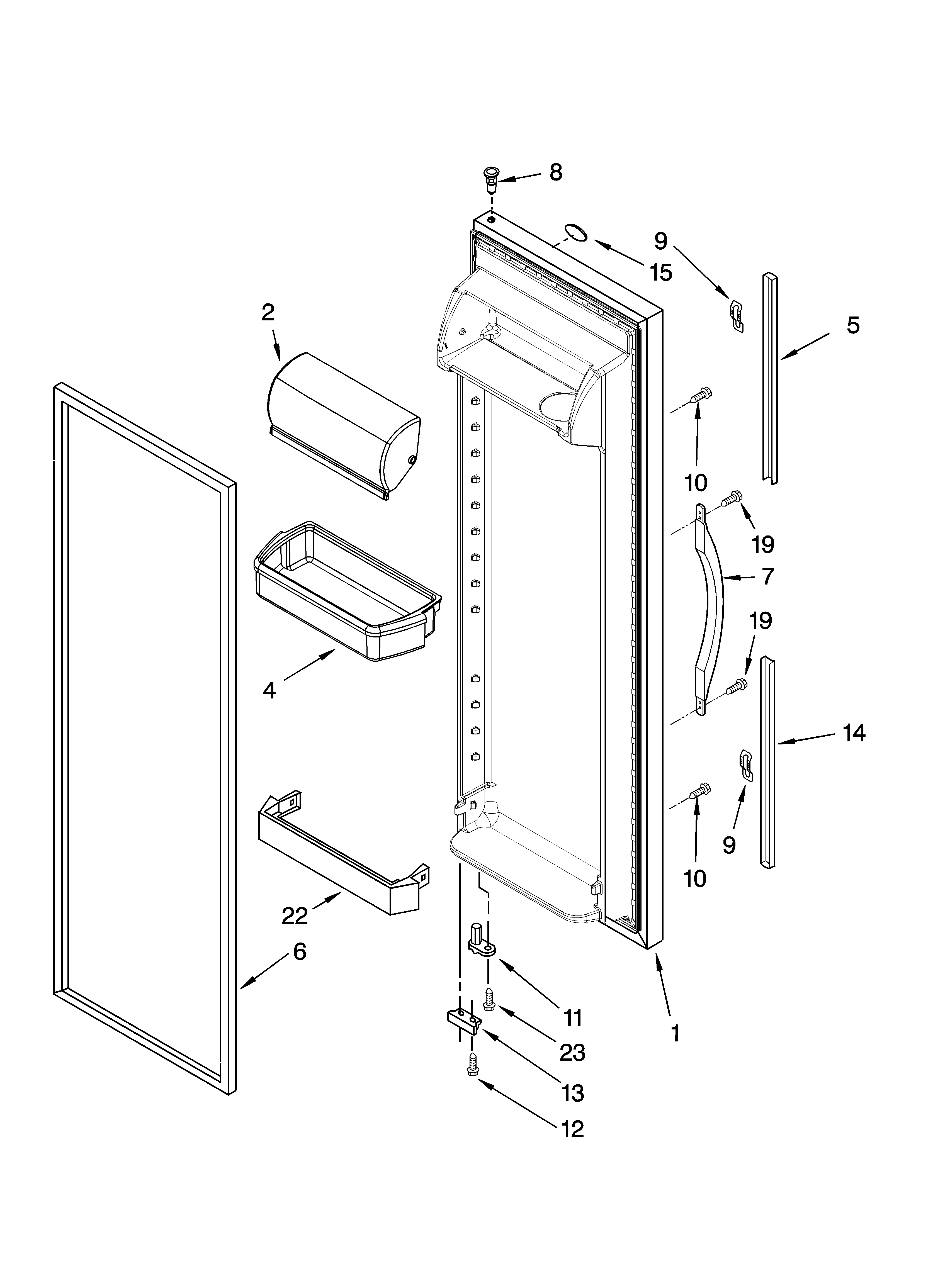 Whirlpool ED5VHEXTL01 refrigerator door parts diagram