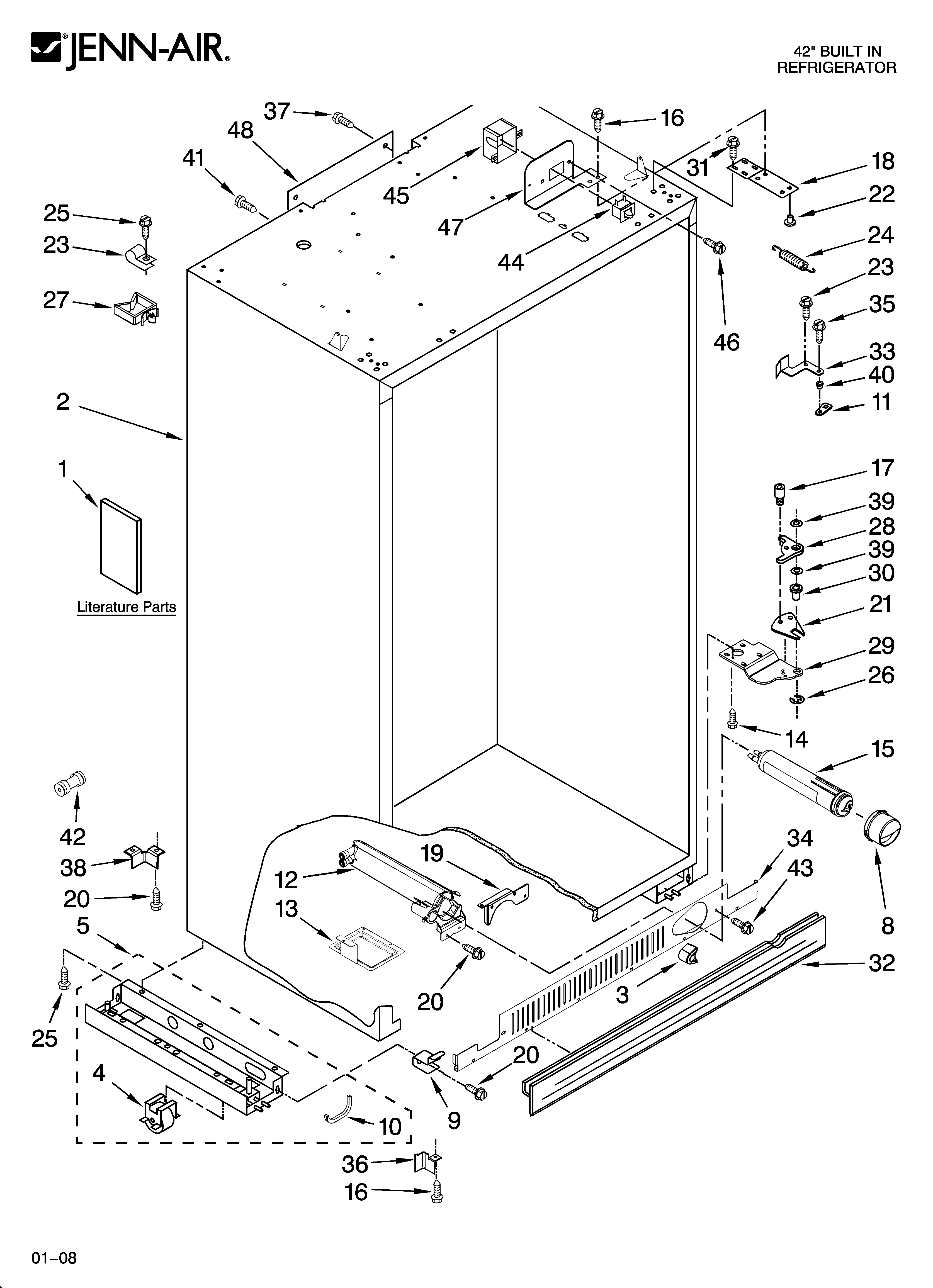 Jenn-Air JS42CXDBDB00 cabinet parts diagram