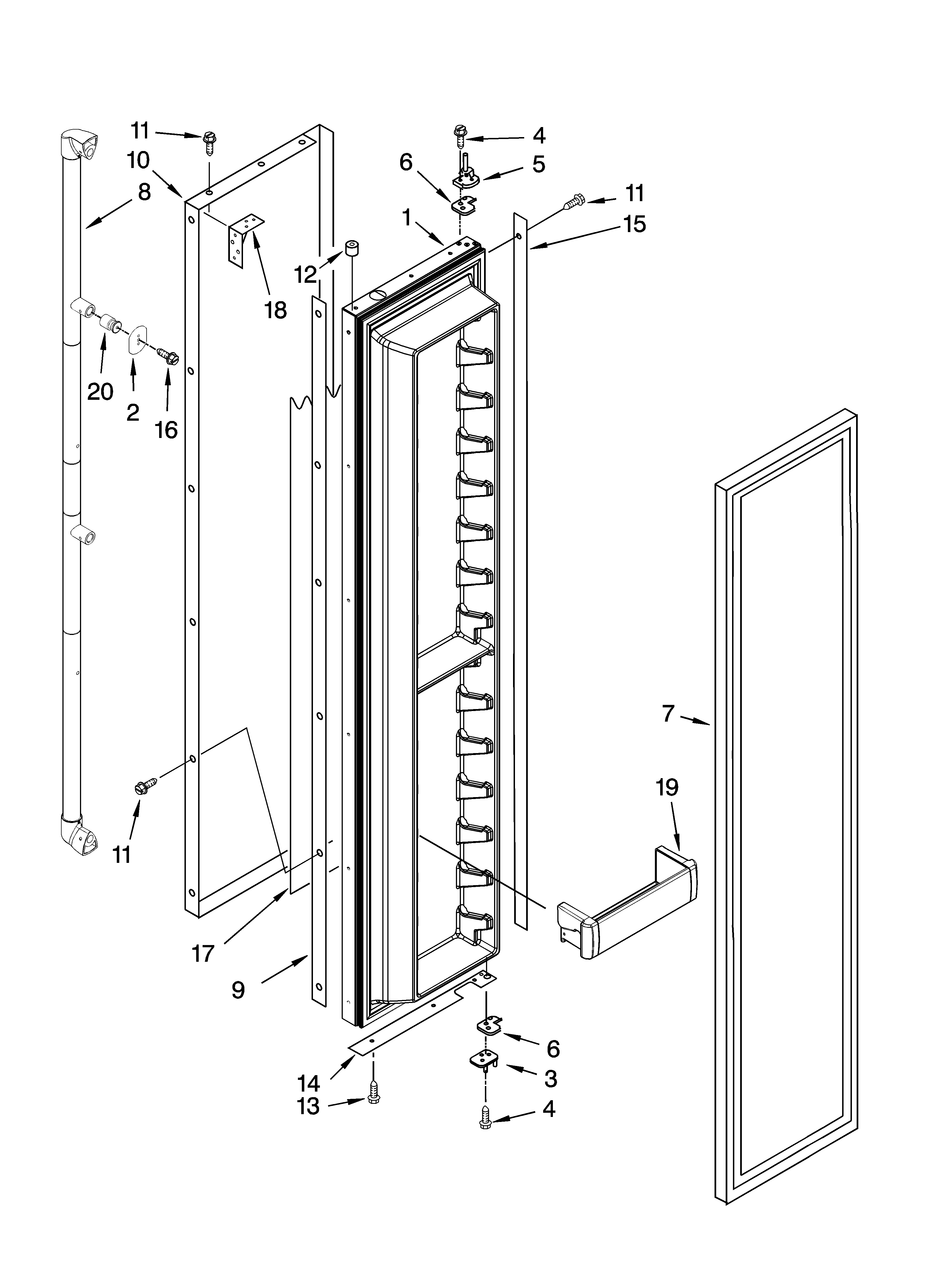 Jenn-Air JS42PPFXDB00 freezer door parts diagram