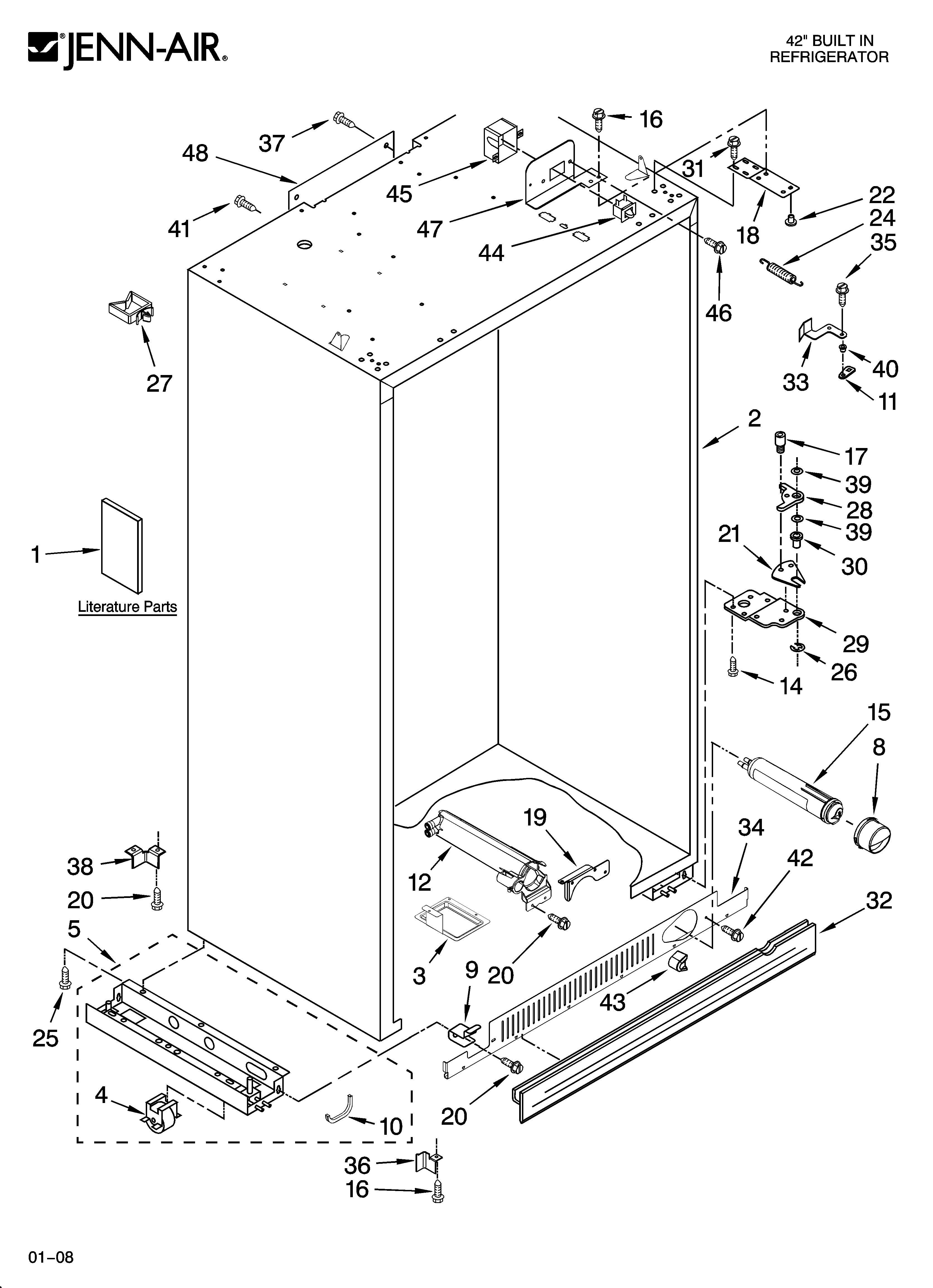 Jenn-Air JS42SEFXDB00 cabinet parts diagram