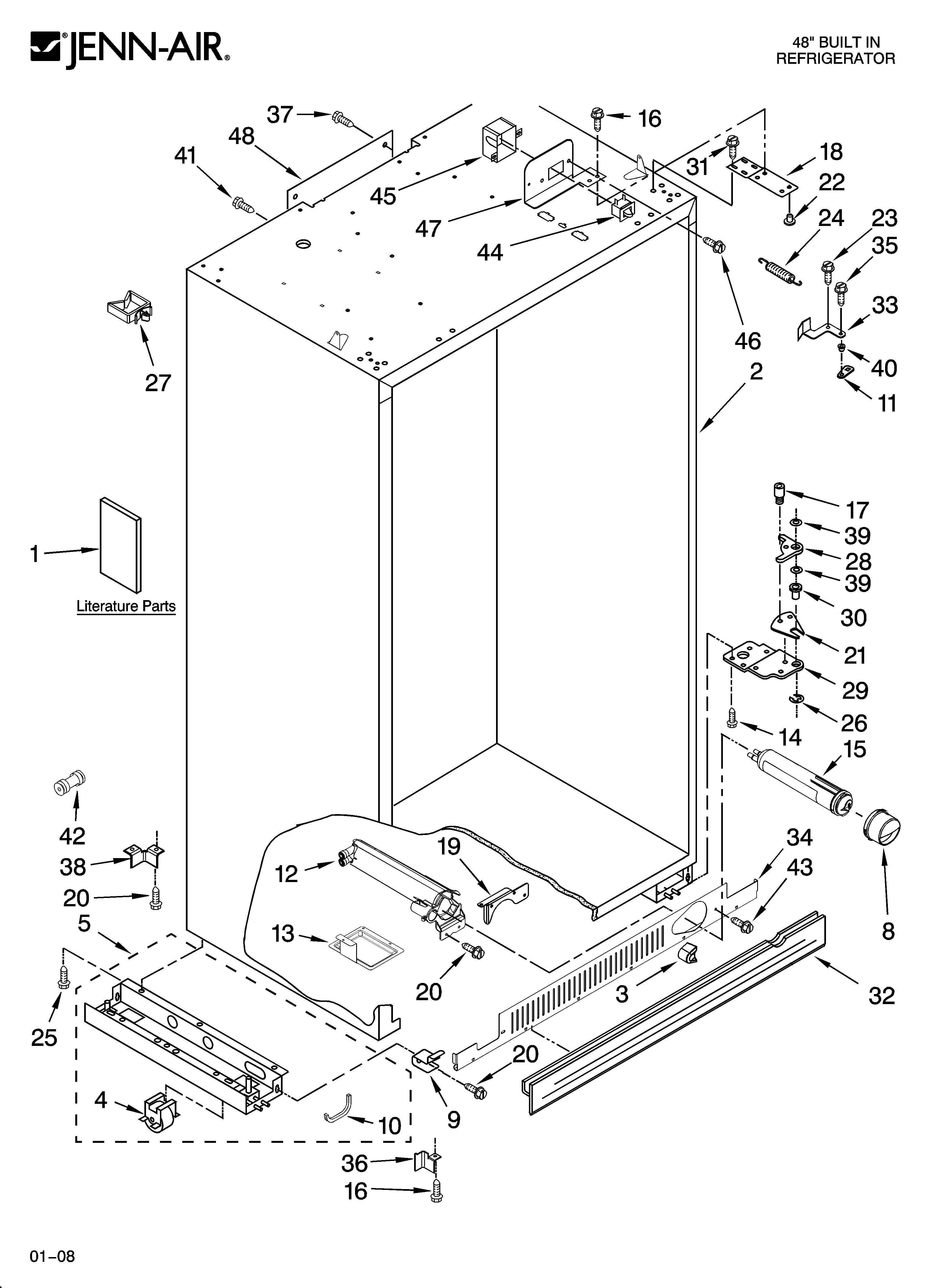 Jenn-Air JS48CXDBDB00 cabinet parts diagram