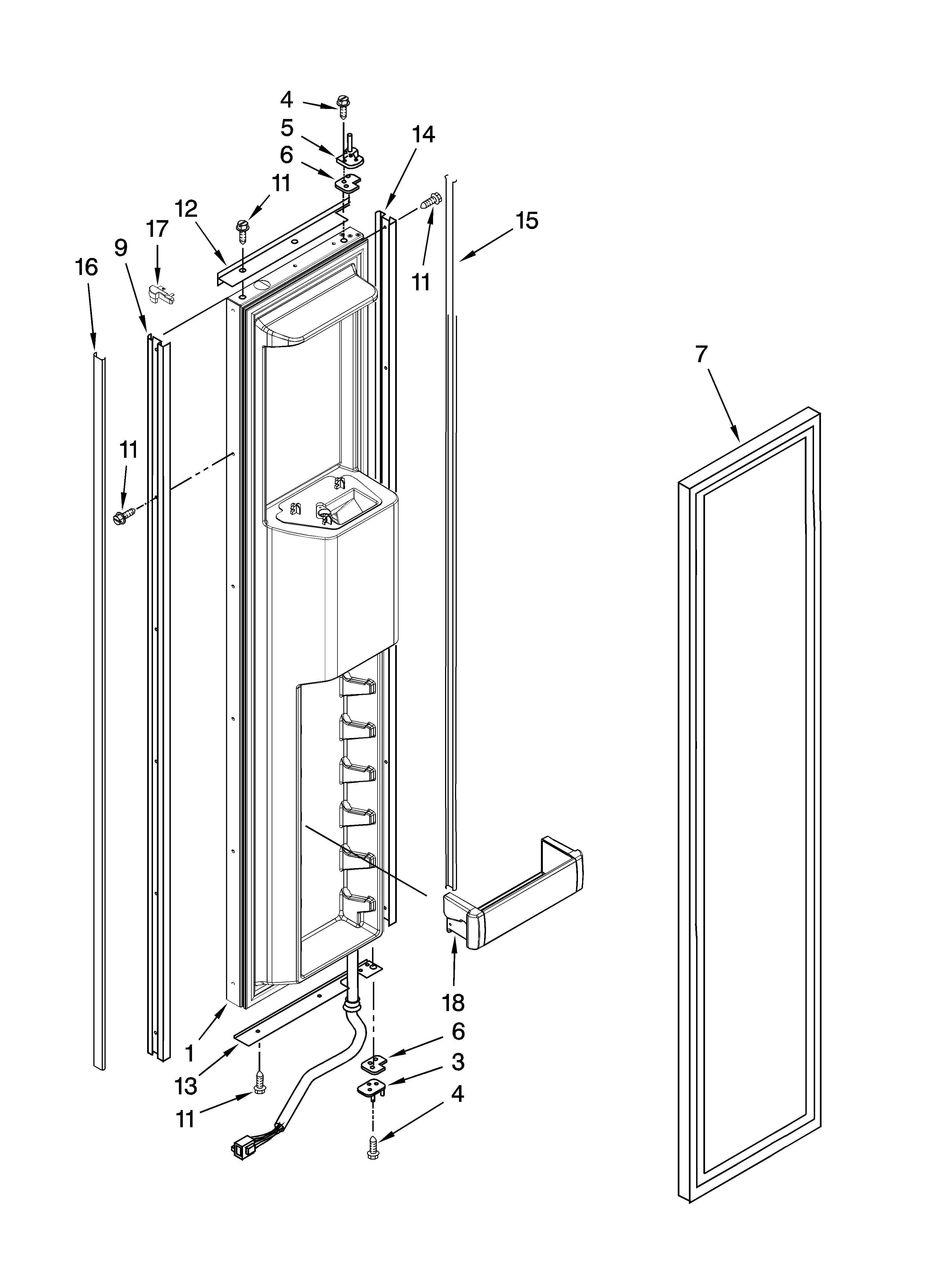 Jenn-Air JS48CXDBDB00 freezer door parts diagram