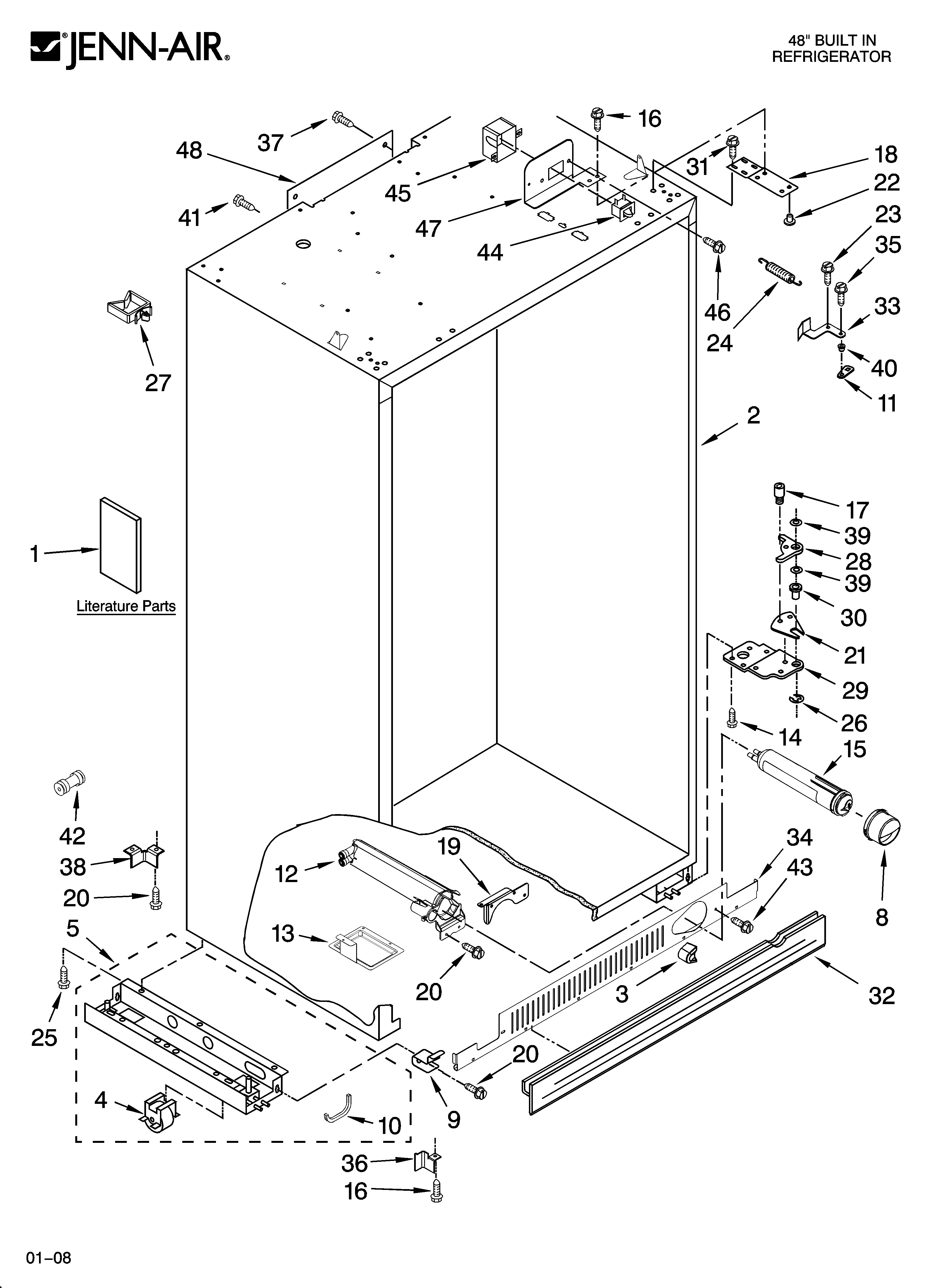 Jenn-Air JS48SEDUDB00 cabinet parts diagram