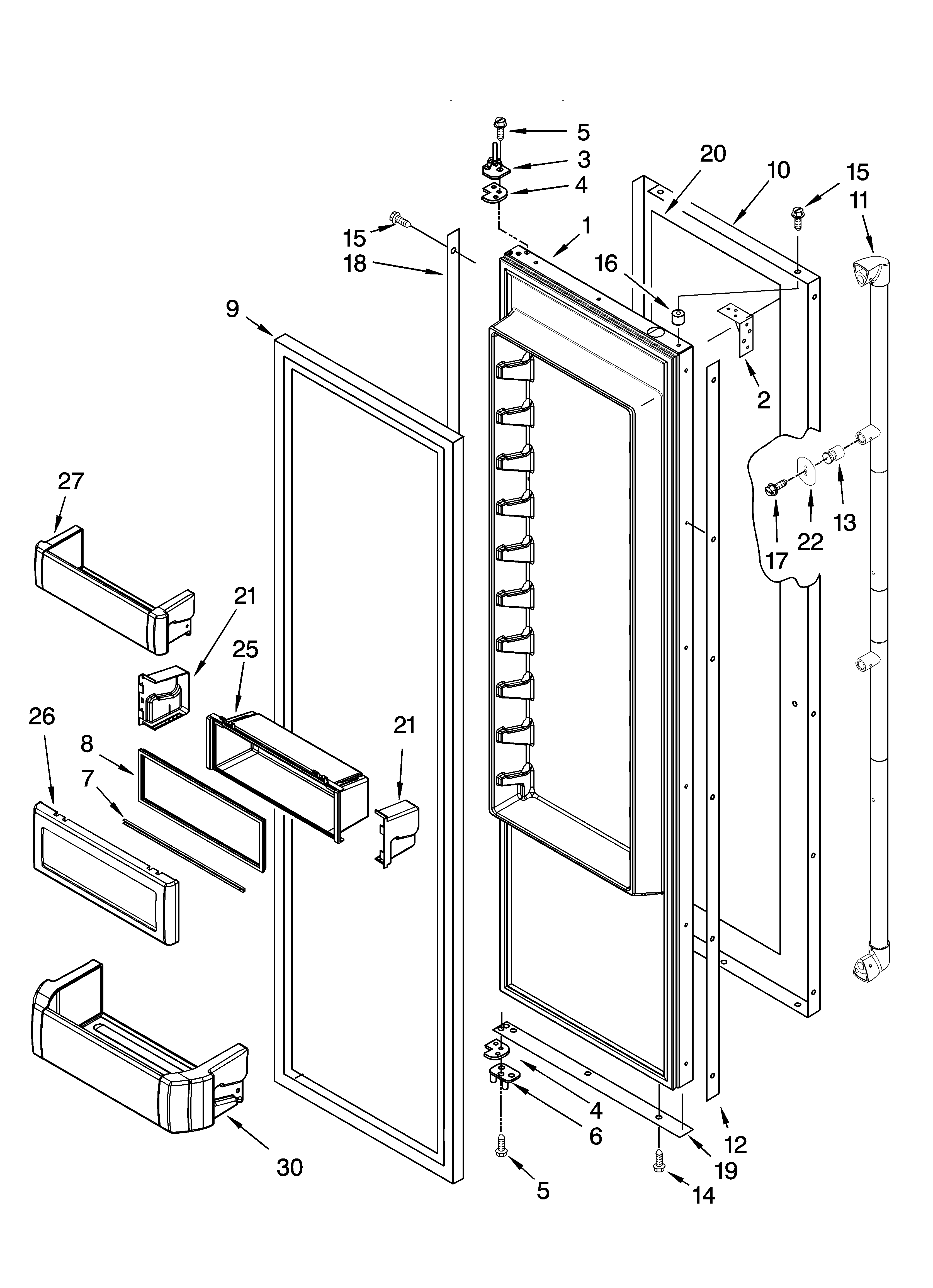 Jenn-Air JS48SEDUDB00 refrigerator door parts diagram