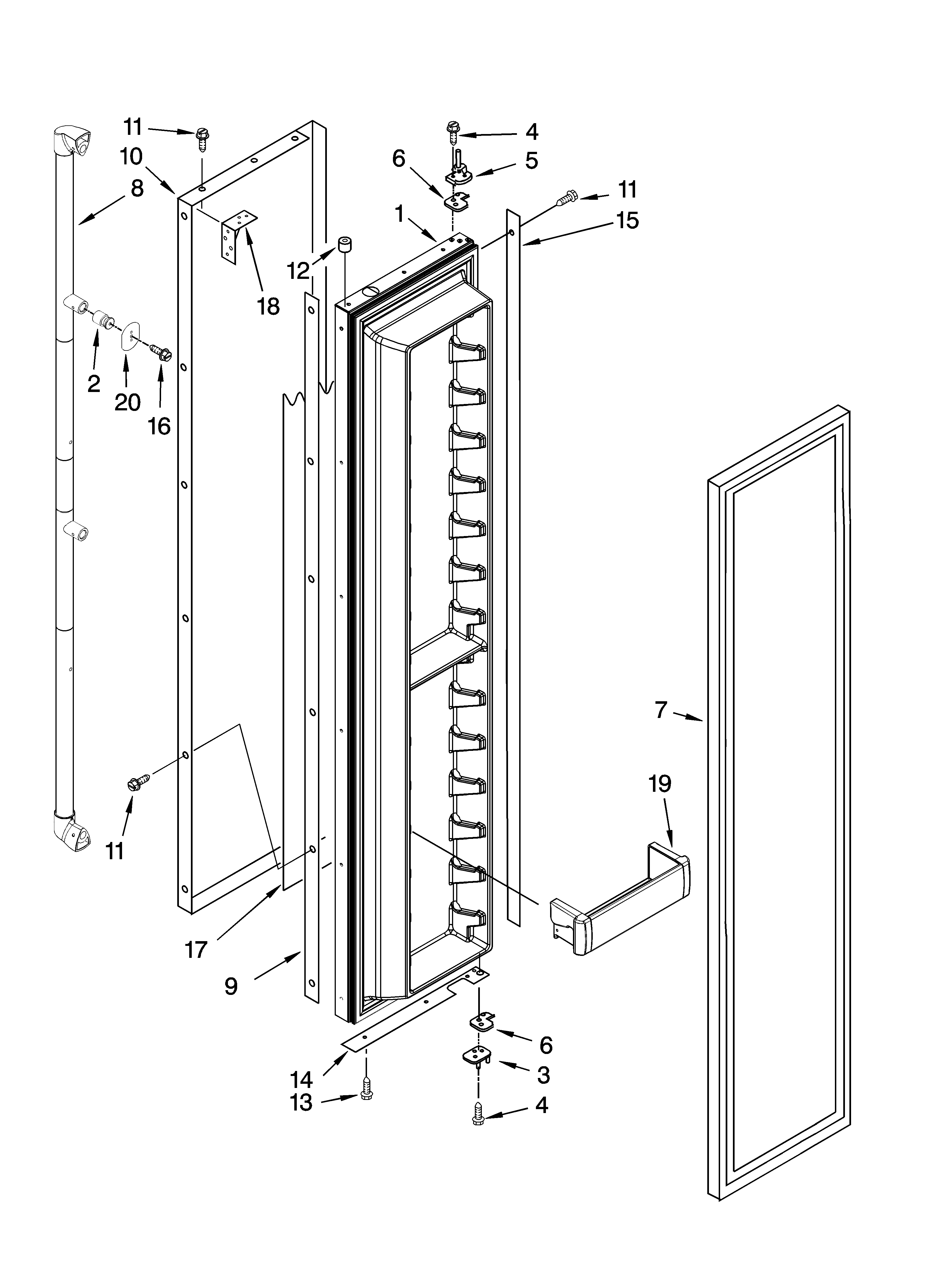 Jenn-Air JS48SEDUDB00 freezer door parts diagram