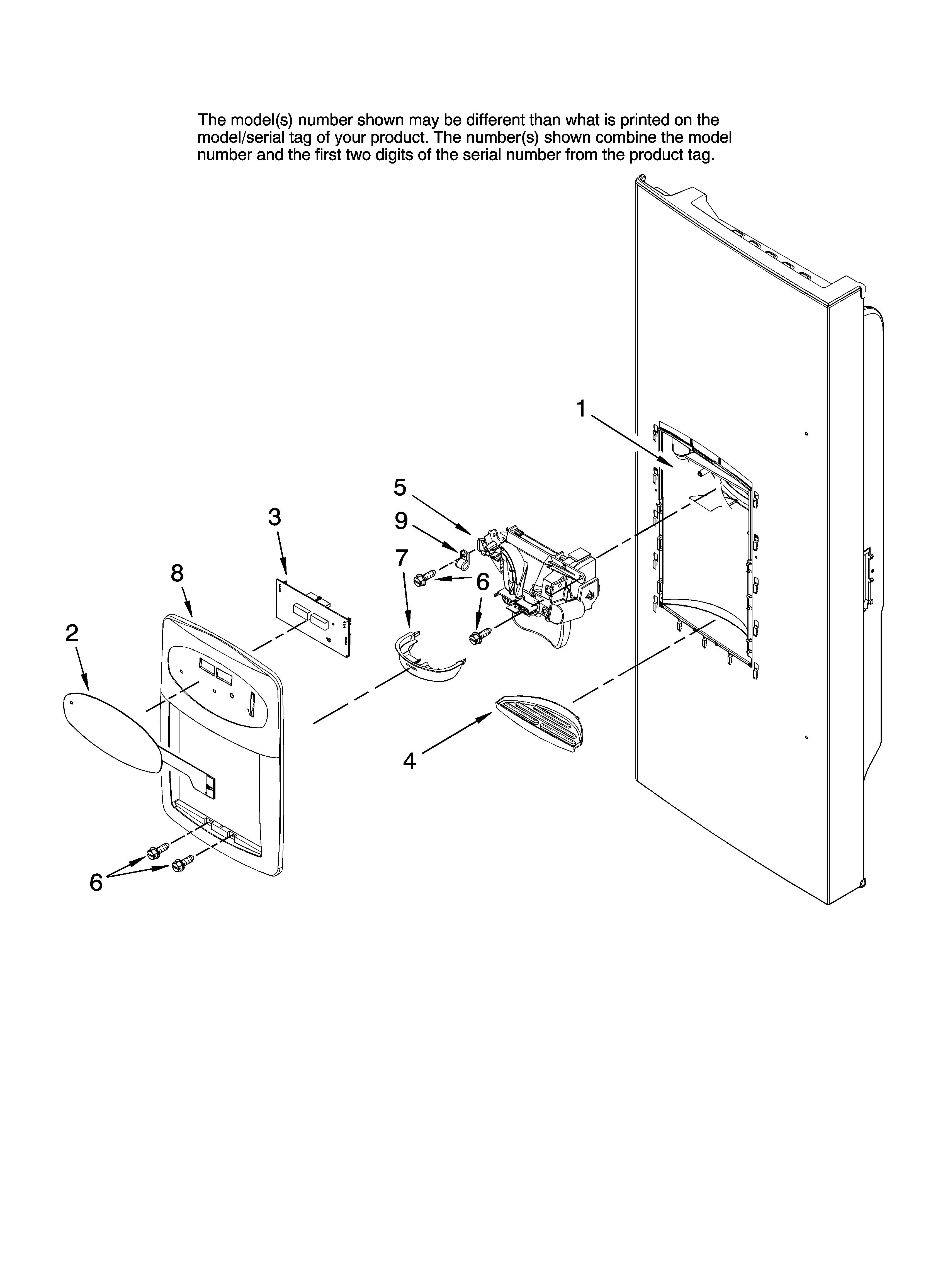 Maytag MFI2067AEB12 dispenser front parts diagram