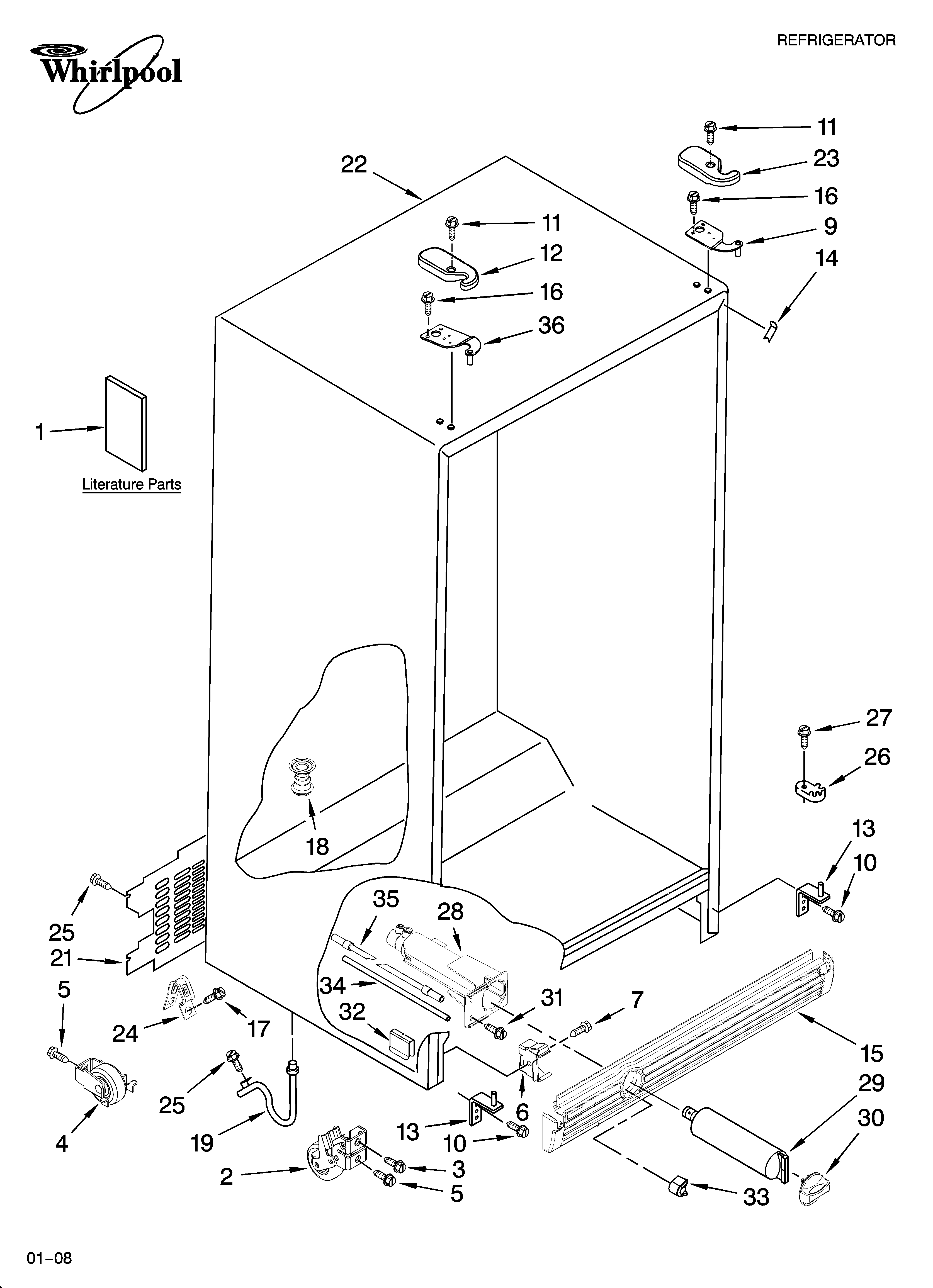 Whirlpool ED5HHAXVQ01 cabinet parts diagram