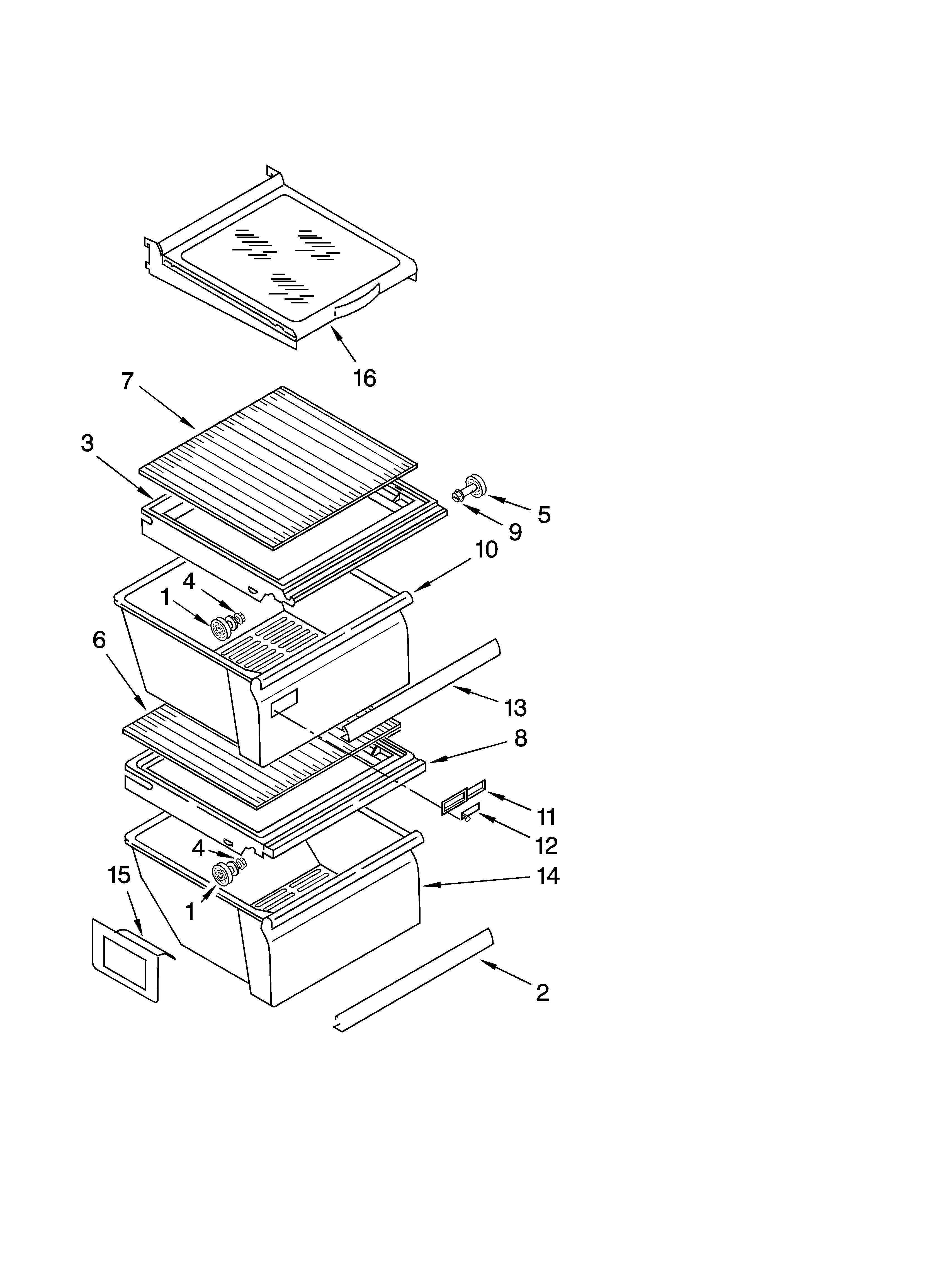 Whirlpool ED5HHAXVQ01 refrigerator shelf parts diagram
