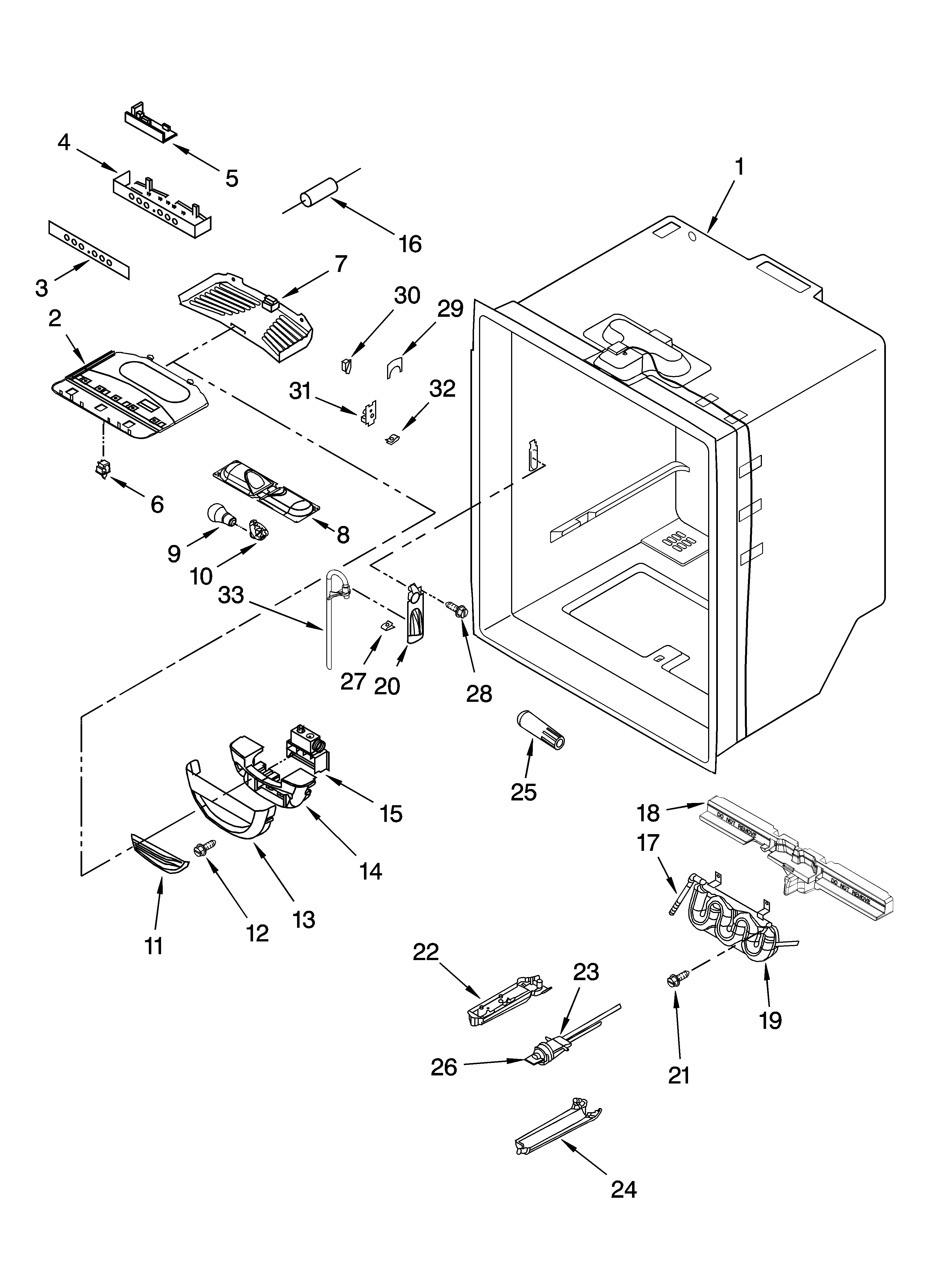 KitchenAid KBFL25ETSS11 refrigerator liner parts diagram