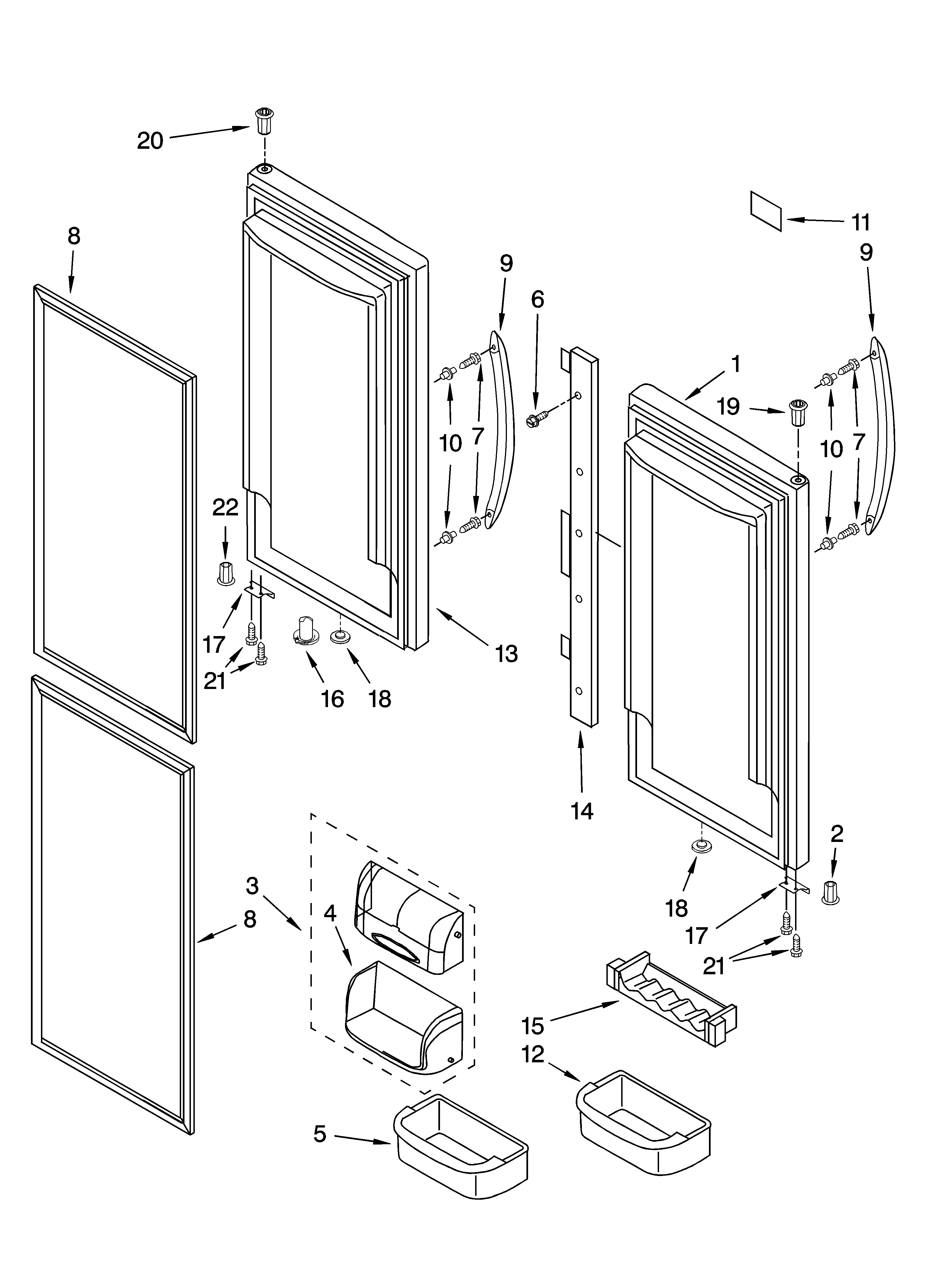 KitchenAid KBFL25ETSS11 refrigerator door parts diagram