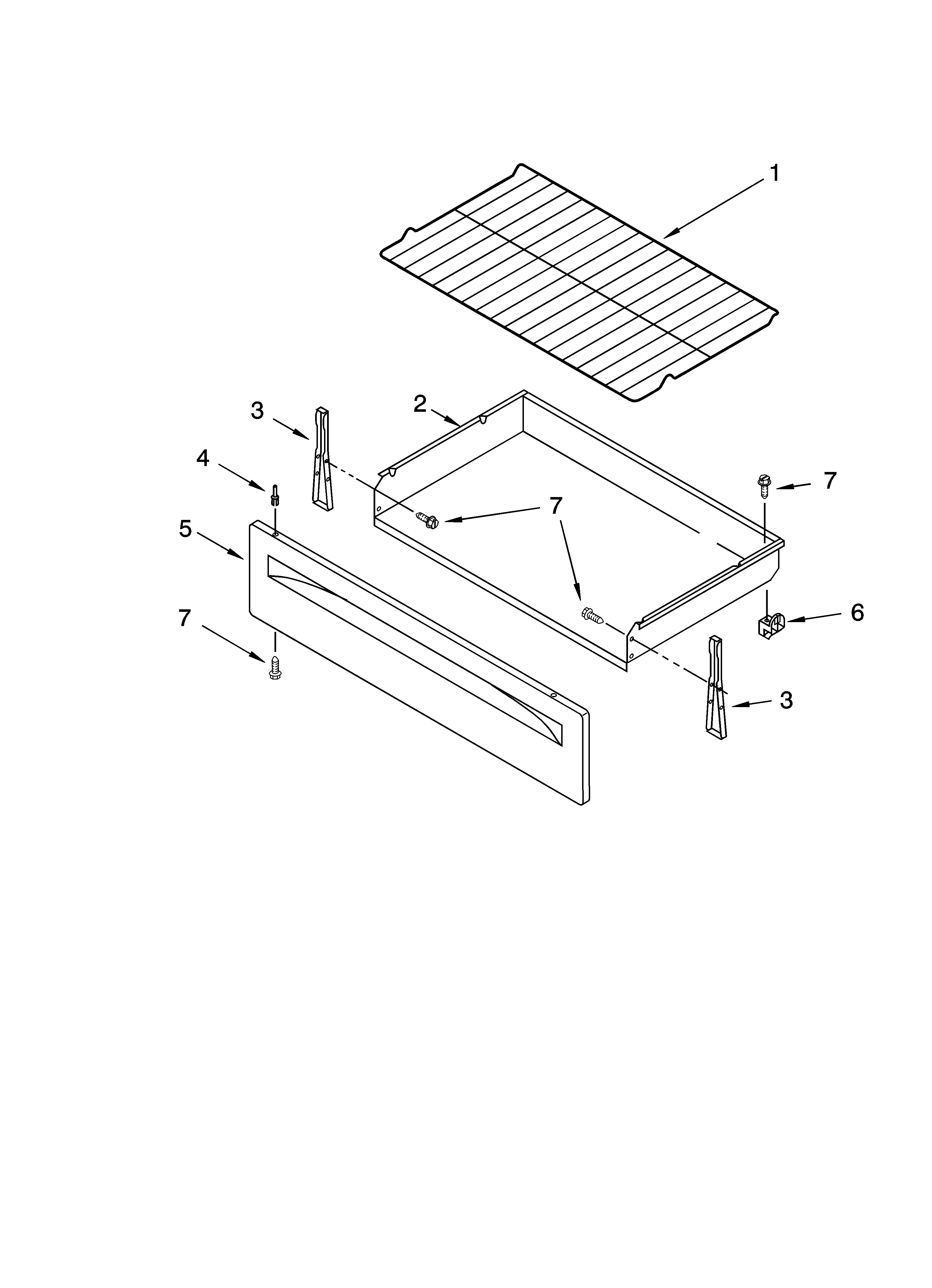 Whirlpool RF111PXSQ2 drawer & broiler parts diagram